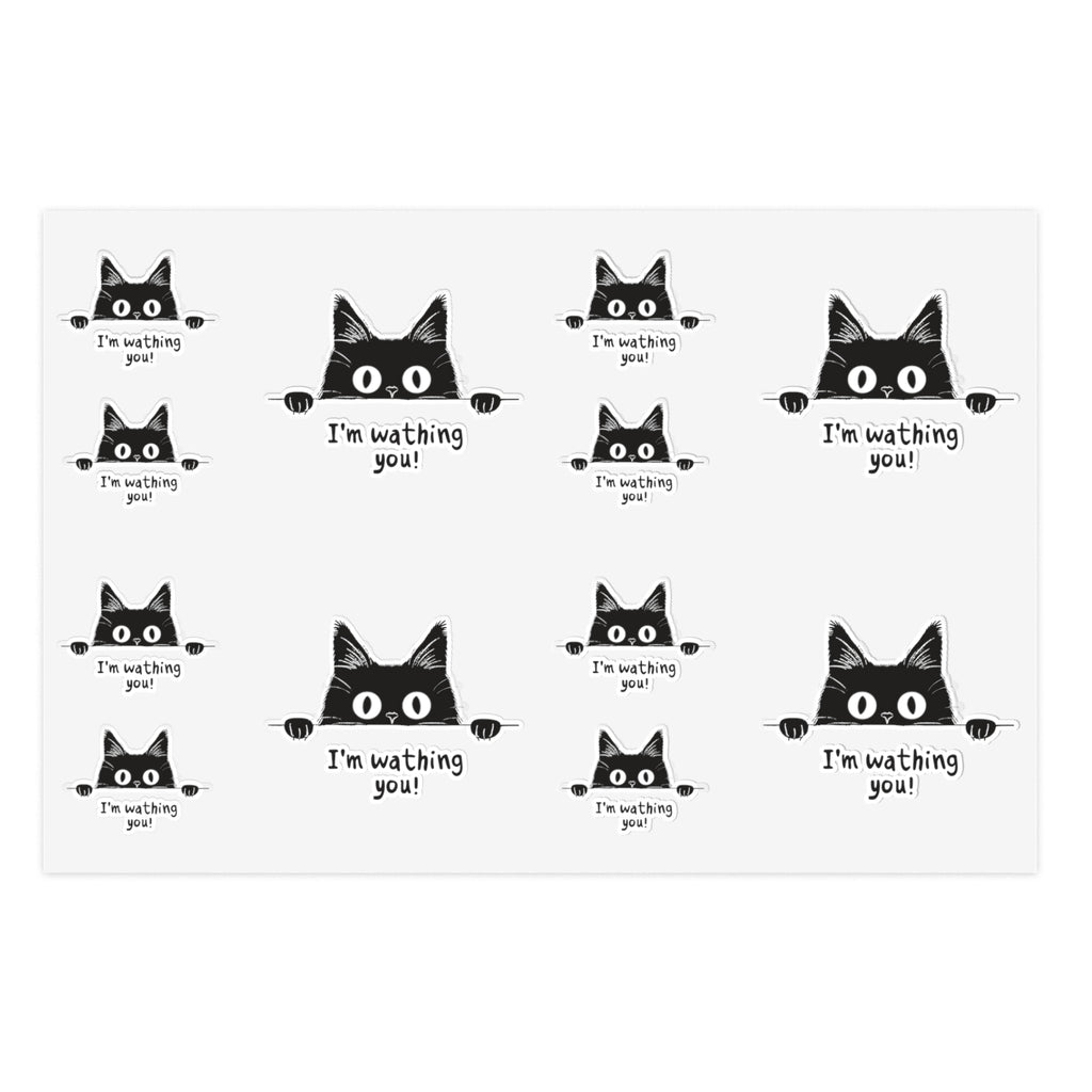 Peeking Black Cat Sticker Sheets