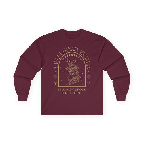 A Well-Read Woman Long Sleeve Tee | Literary Gift, Book Lover Apparel, Women's Empowerment Shirt, Cozy Reading Top, Feminist Fashion