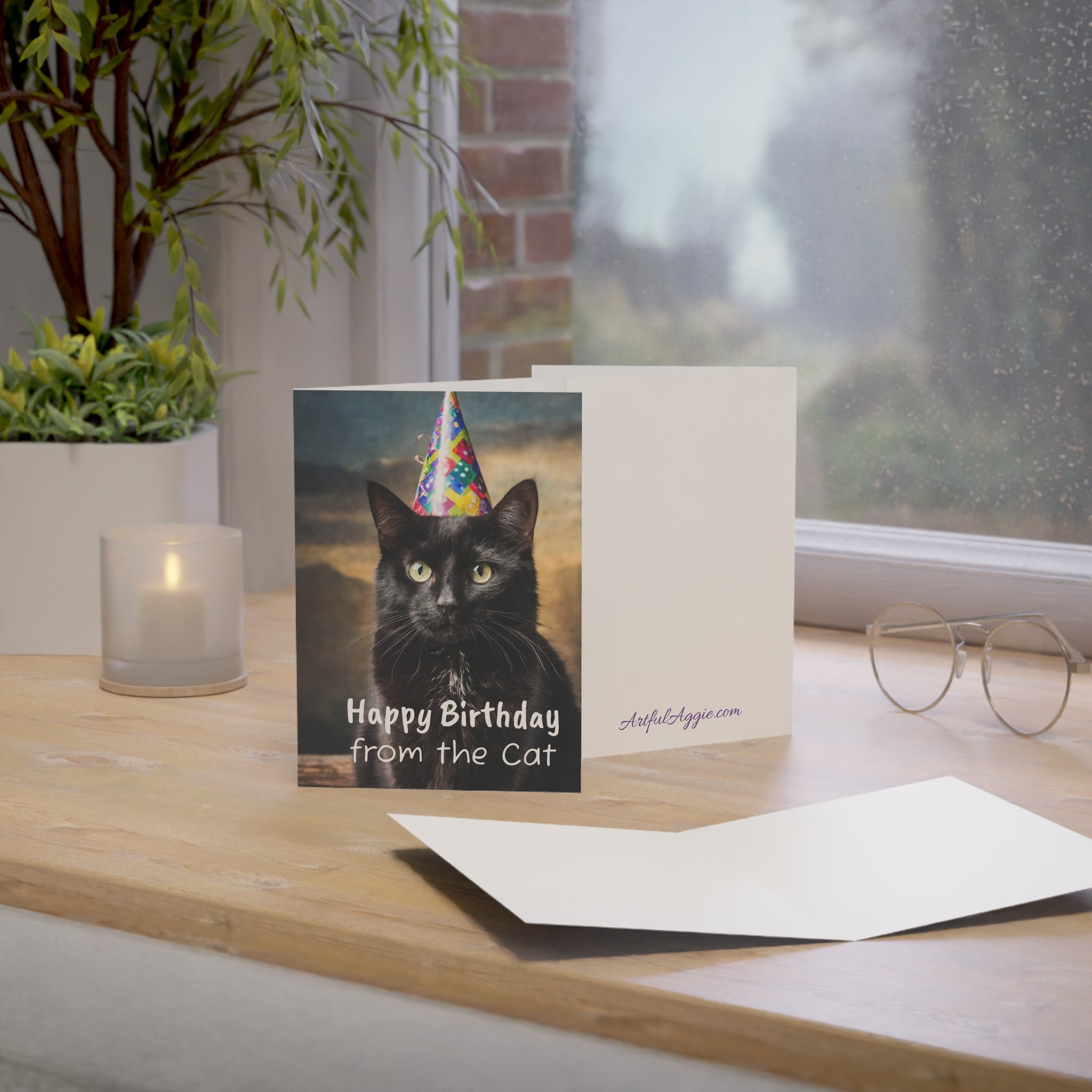 Greeting Card - Funny Happy Birthday Card from the Cat