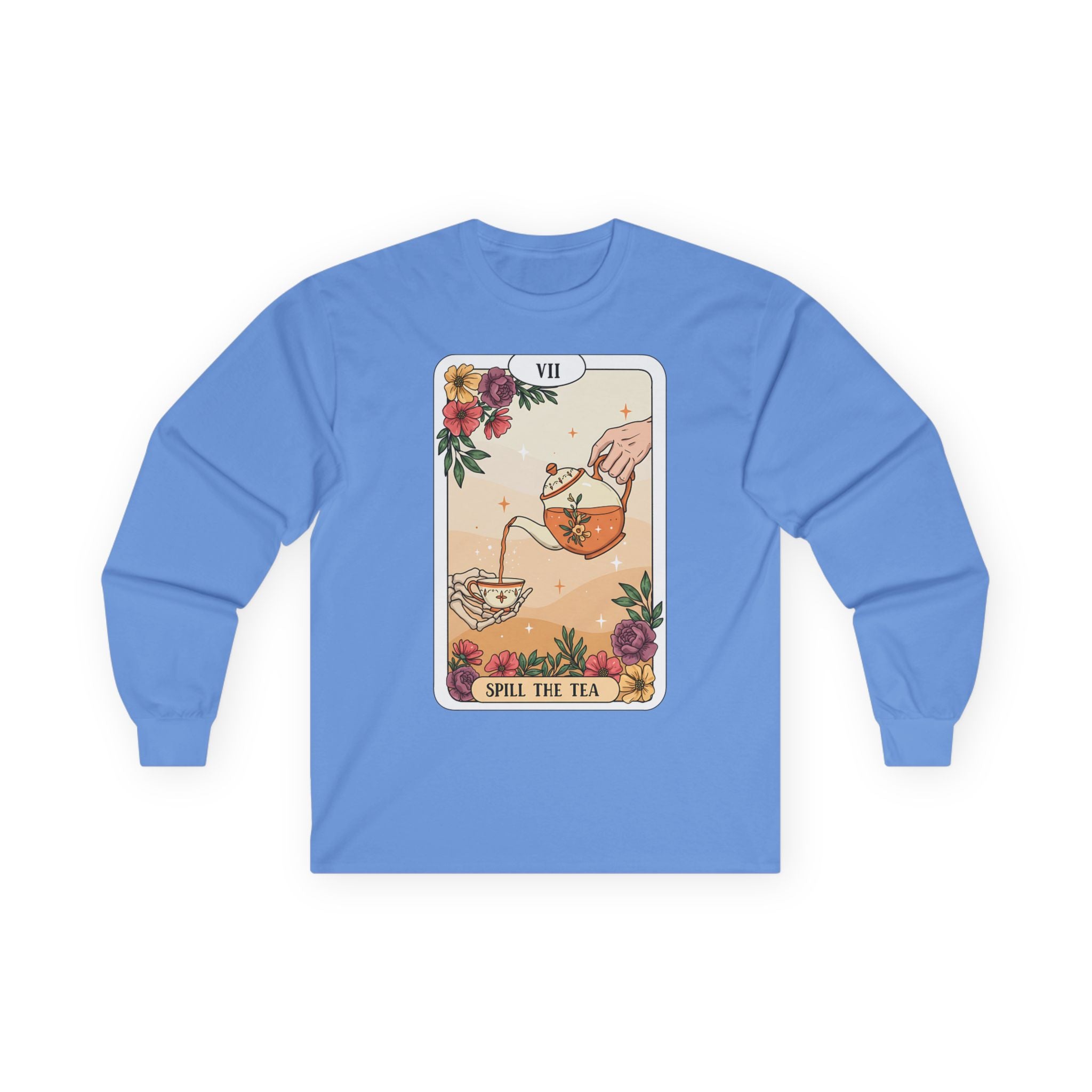 Mystical “Spill the Tea” Tarot Long Sleeve – Witchy Vibe Shirt for Tea Lovers | Funny Spiritual Gift |