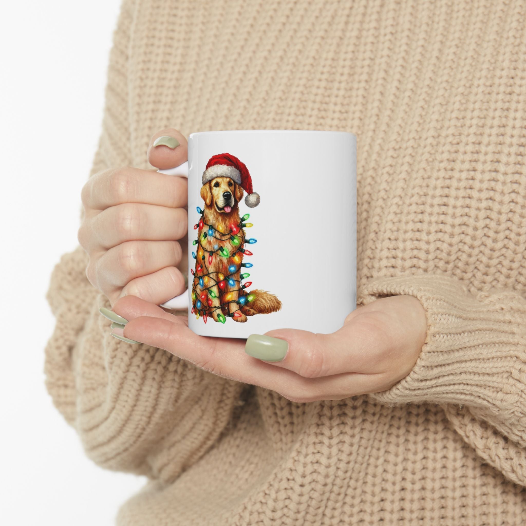 Golden Retriever Christmas Lights Mug