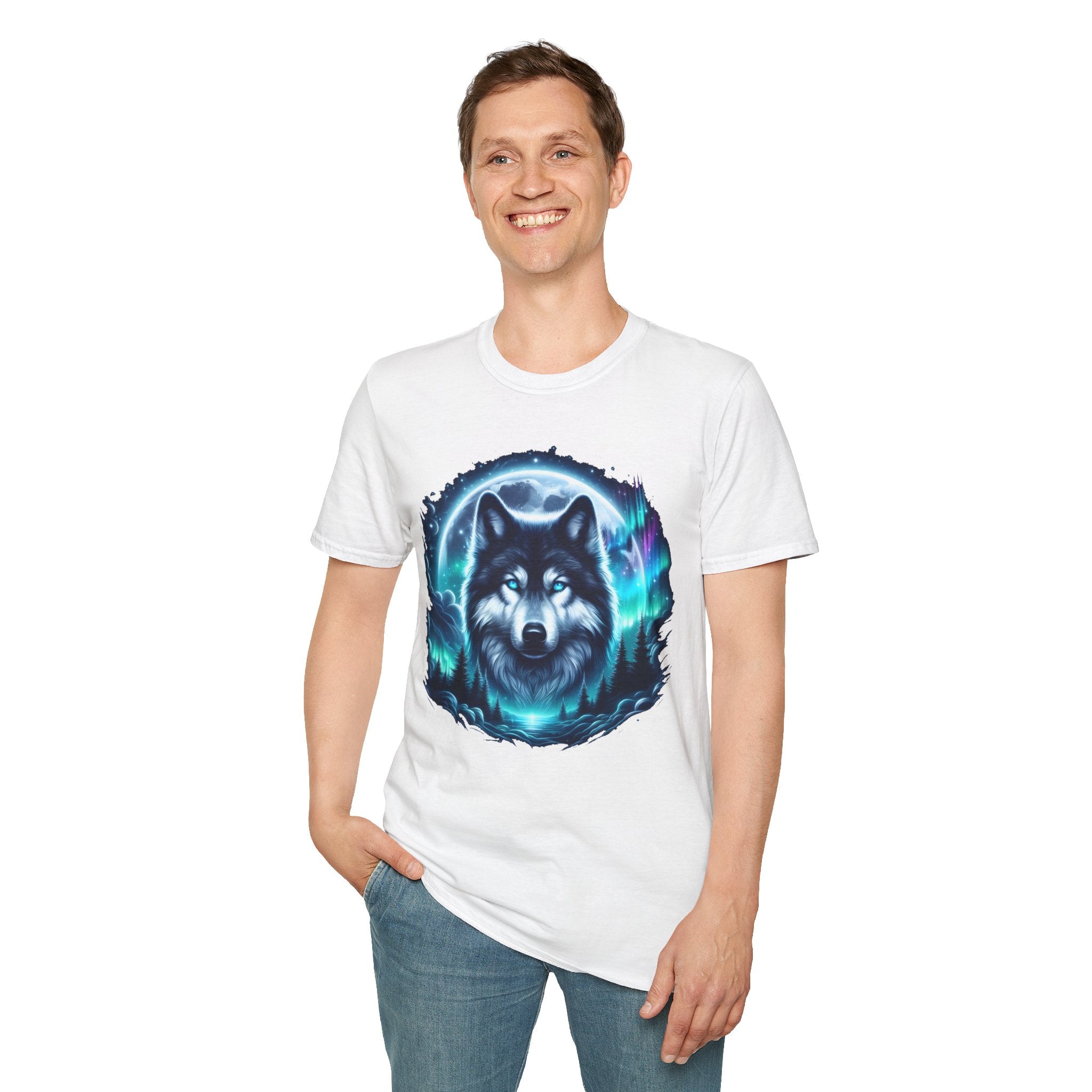 Wolf Face Full Moon Unisex T-Shirt
