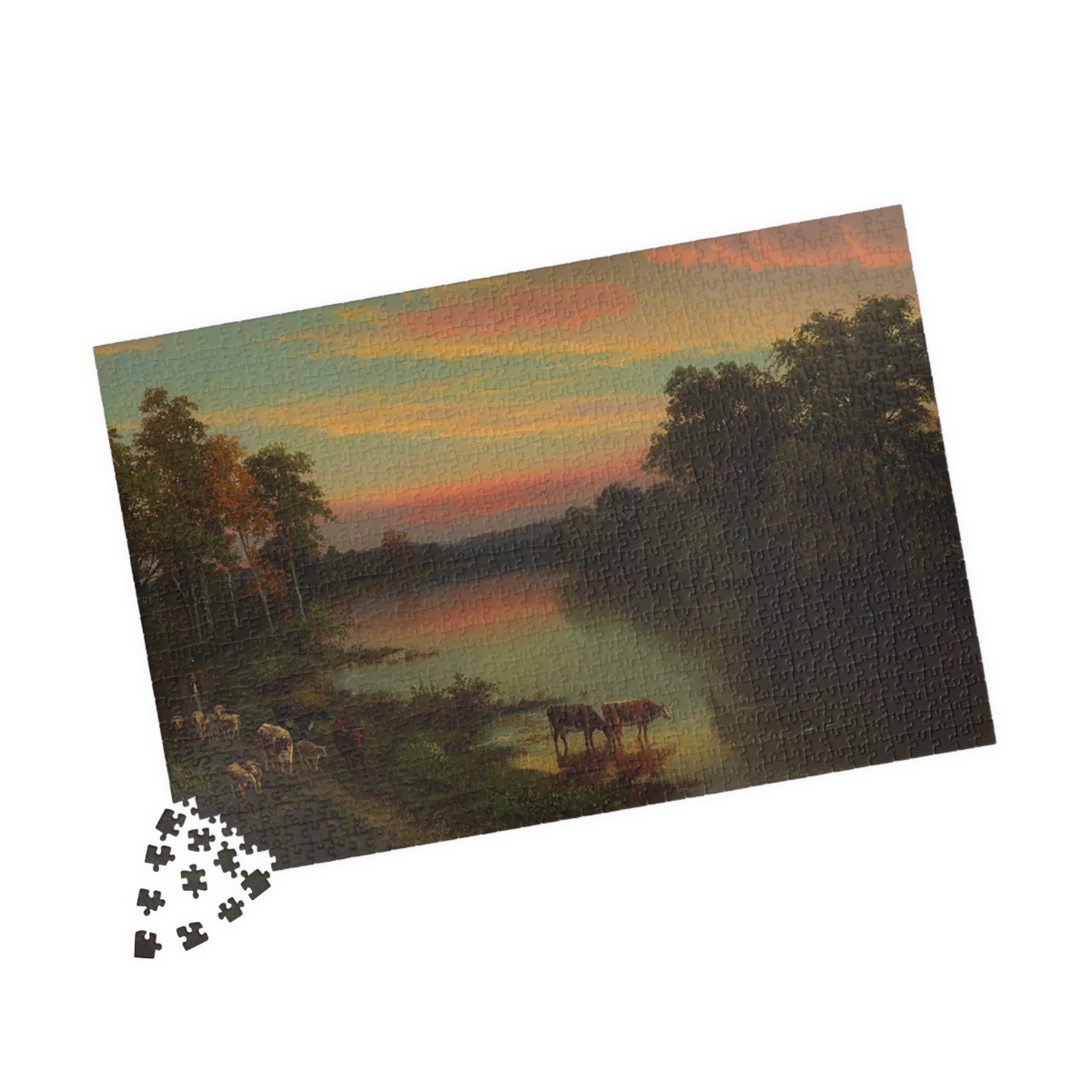 Jigsaw Puzzle - Sunset with Cows by John Frederick Kensett