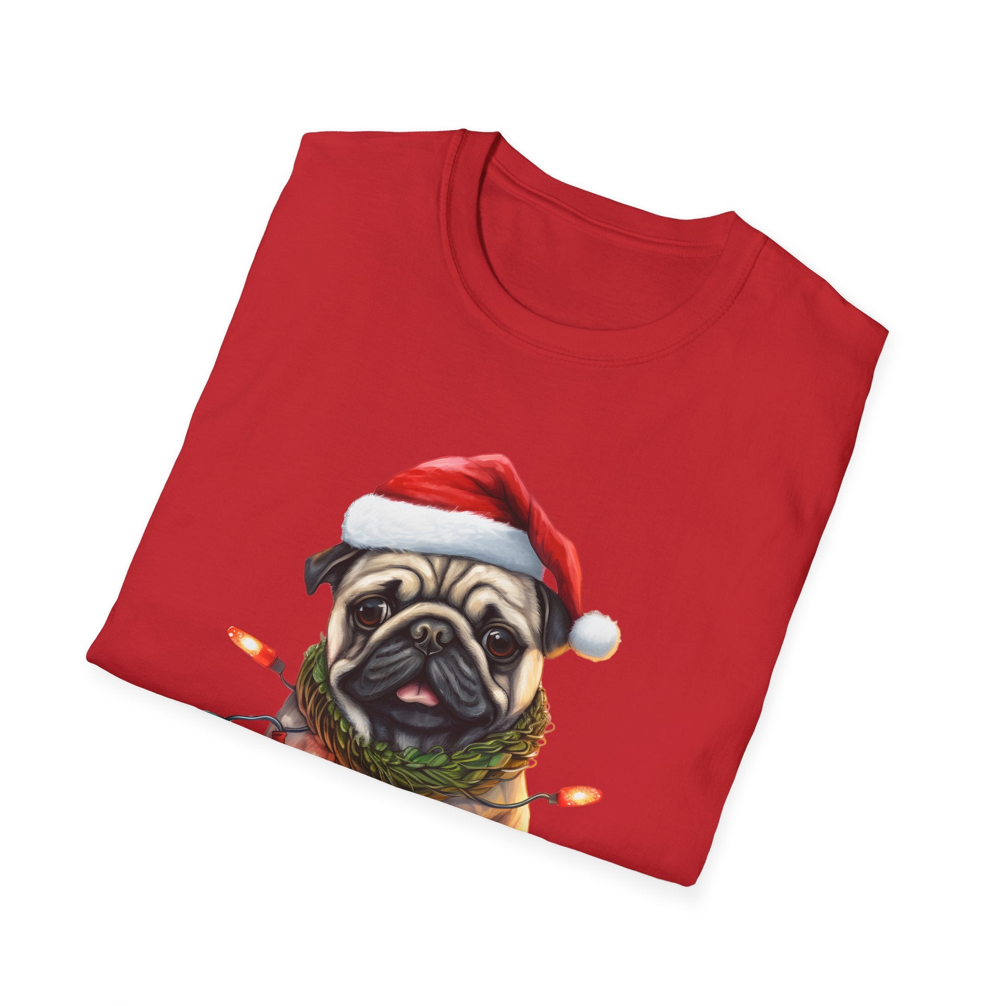 Christmas Pug wearing lights T-Shirt