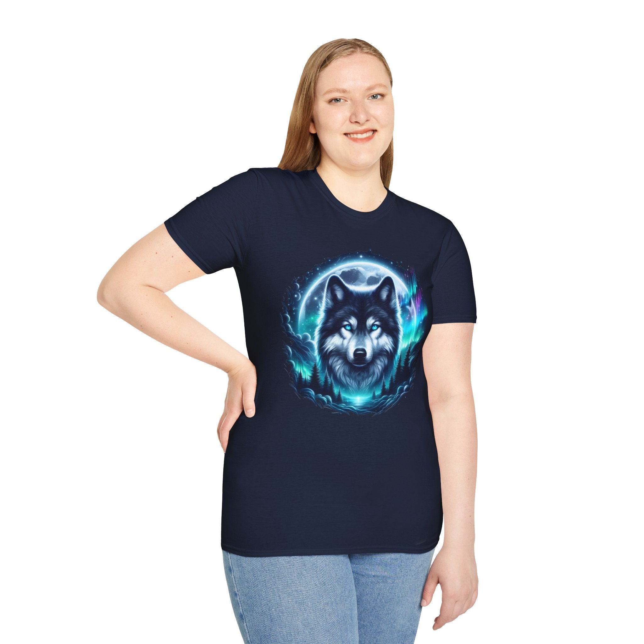 Wolf Face Full Moon Unisex T-Shirt