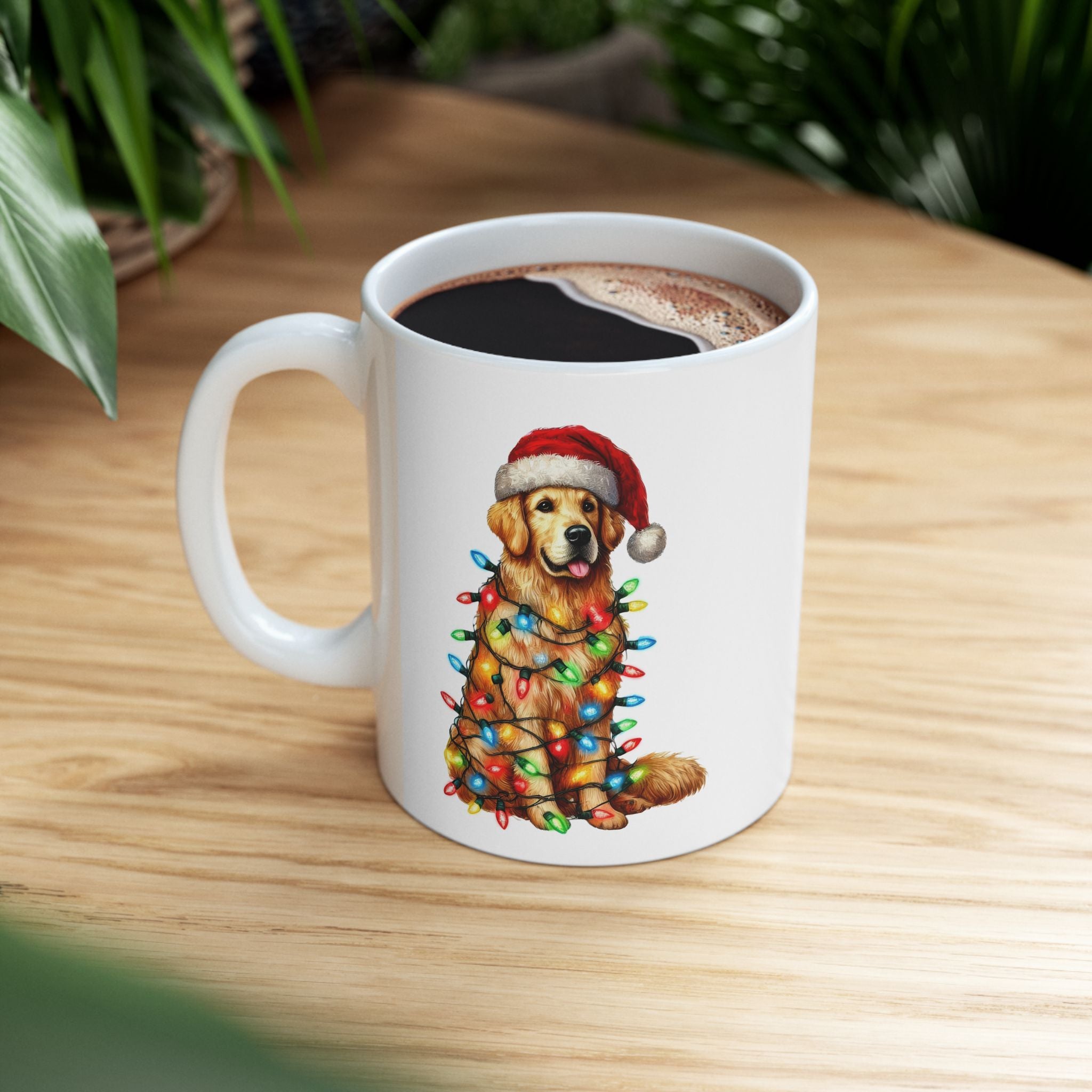 Golden Retriever Christmas Lights Mug