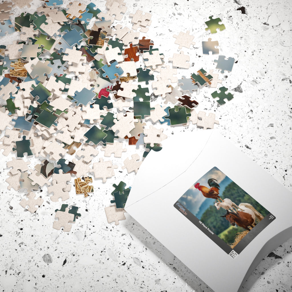 Jigsaw Puzzle - Funny Rooster, Goat, Horse Stack