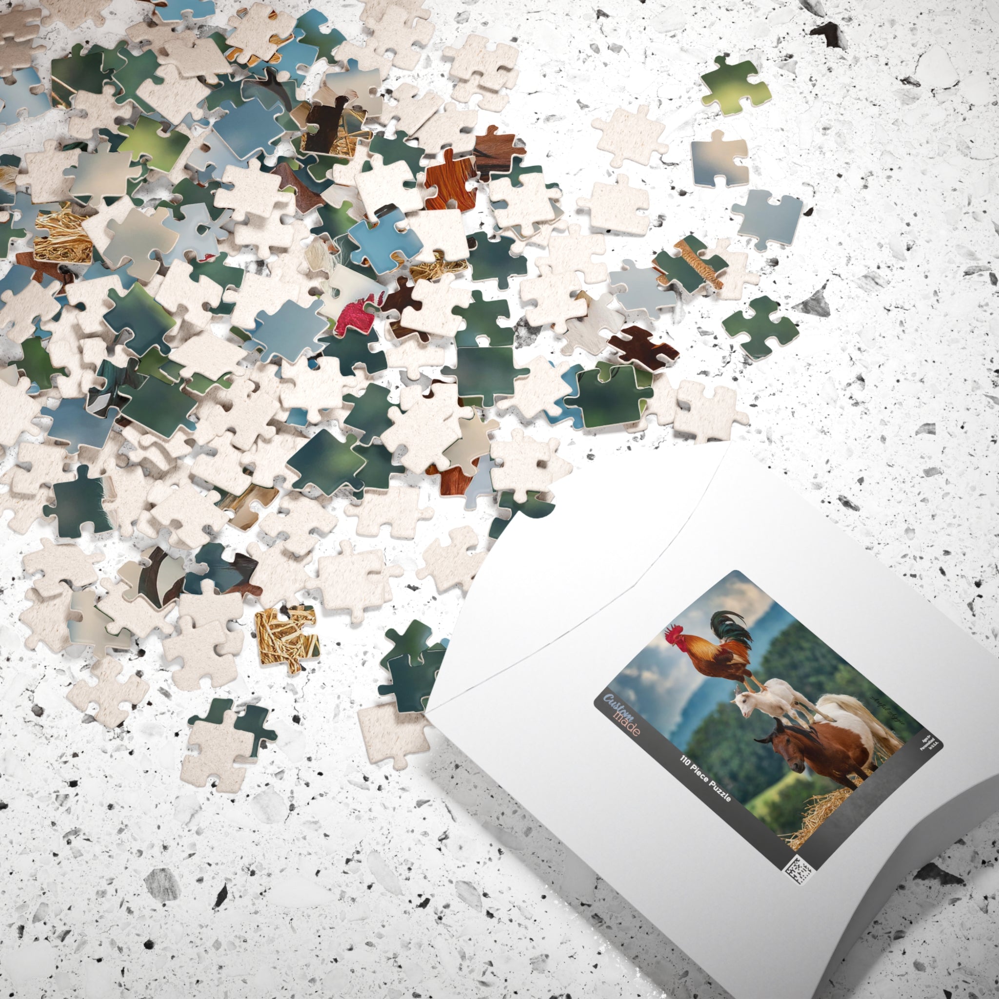 Jigsaw Puzzle - Funny Rooster, Goat, Horse Stack