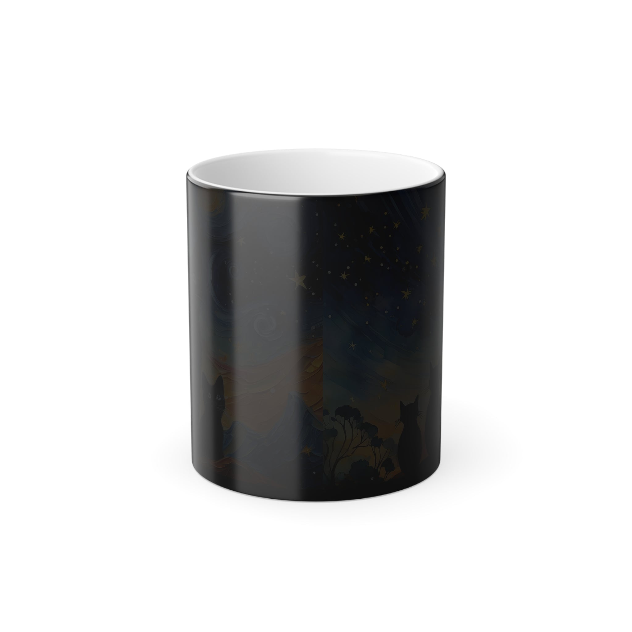 Three Black Cats Magic Mug – Color Changing Starry Night Coffee Cup (11oz)