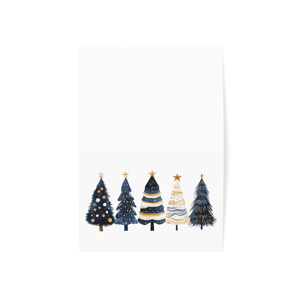 Christmas Greeting Cards - Blue Christmas Trees - 1, 10, 30, 50pcs