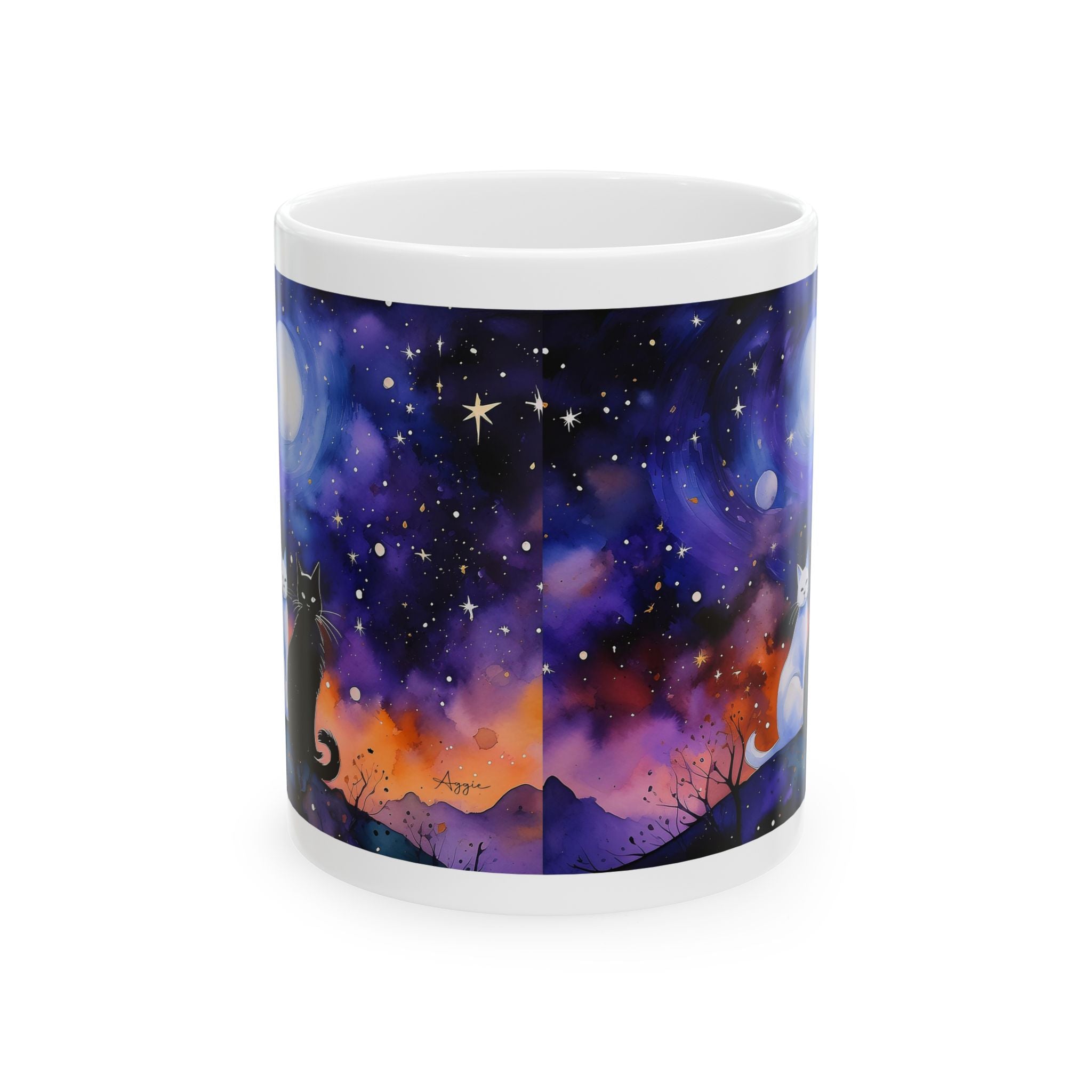 Coffee Mug - Cats Under A Starry Night Sky 11oz 15oz