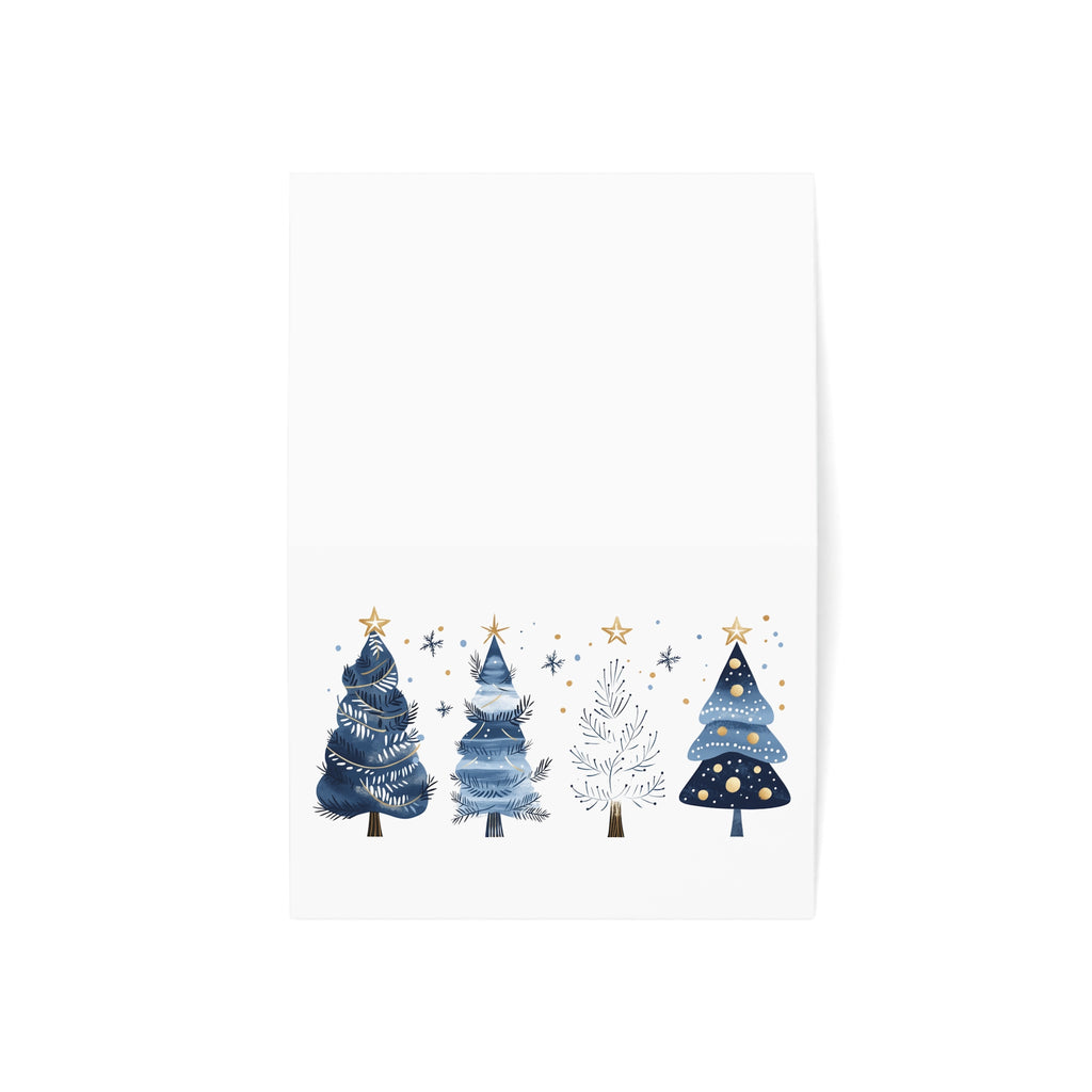 Christmas Greeting Cards (1, 10, 30, 50pcs) - Blue Trees Design