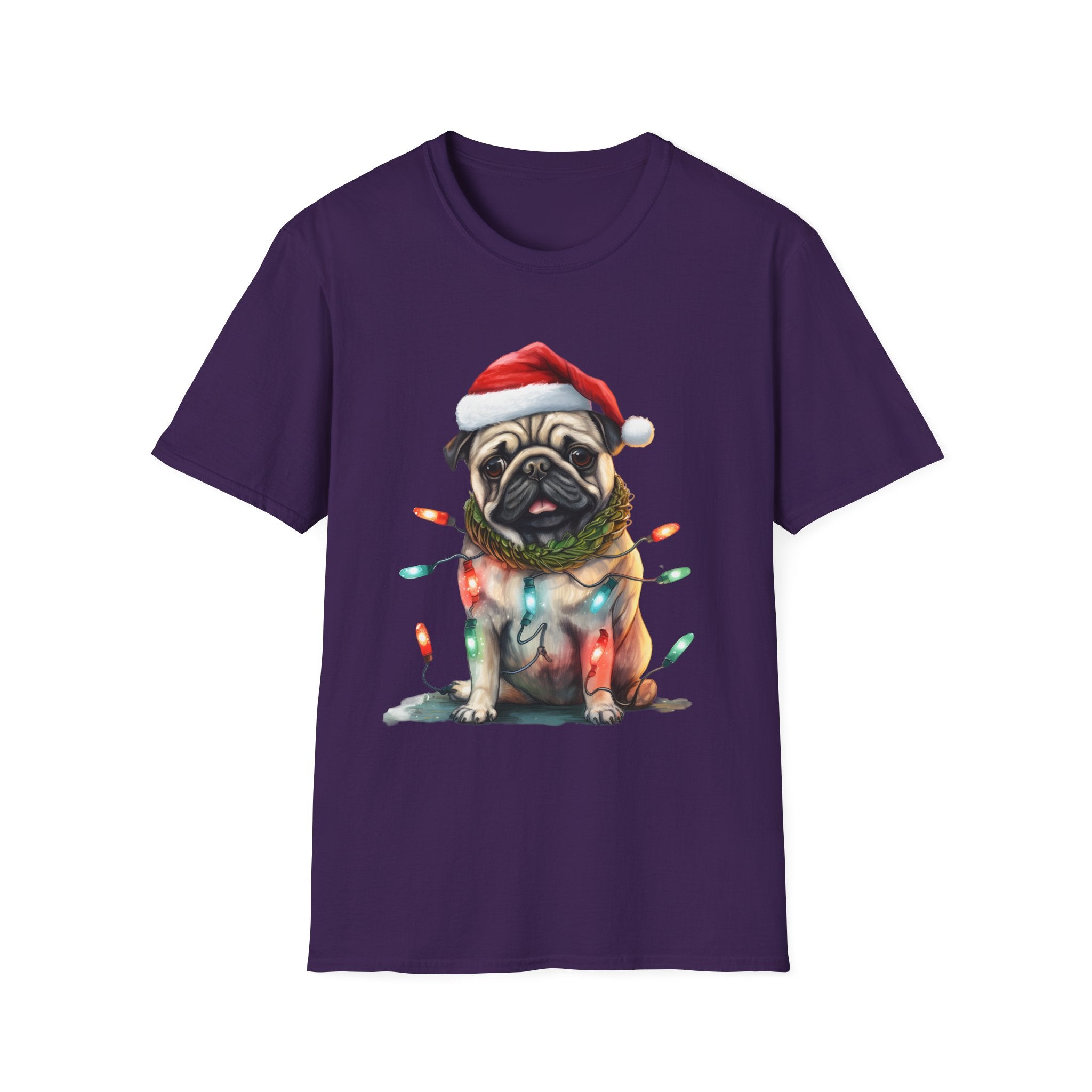 Christmas Pug wearing lights T-Shirt
