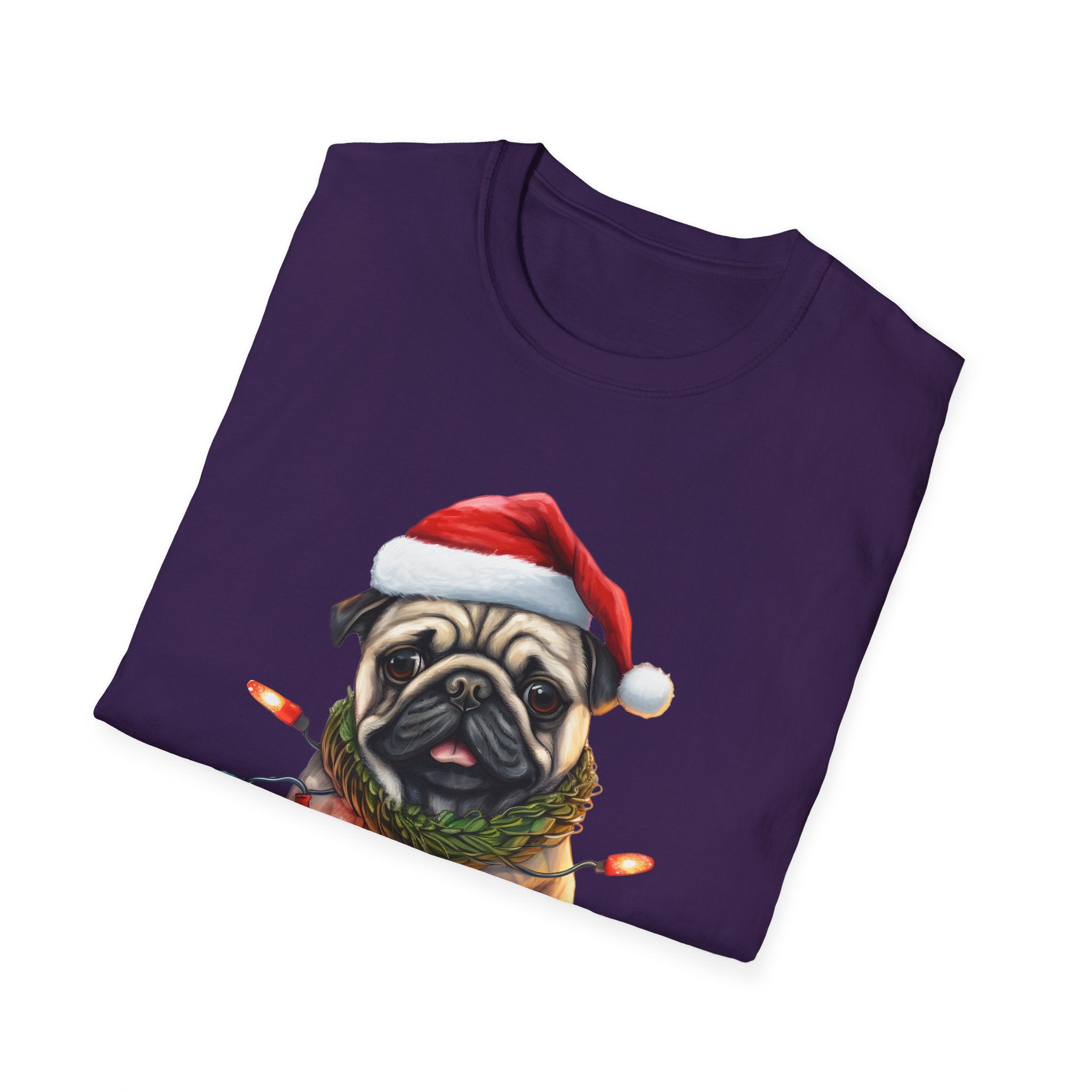 Christmas Pug wearing lights T-Shirt