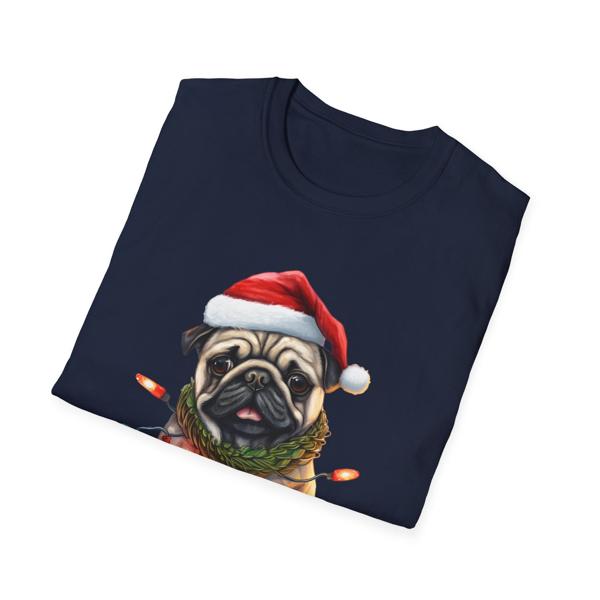 Christmas Pug wearing lights T-Shirt