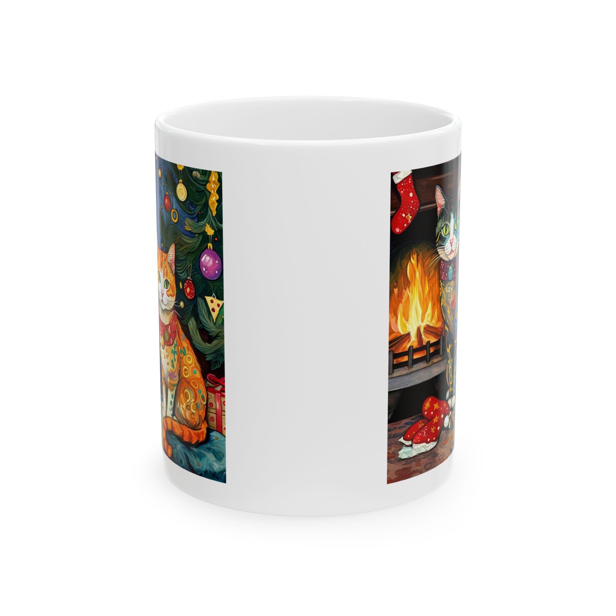 Mug - Colorful Christmas Cats Klimt Style