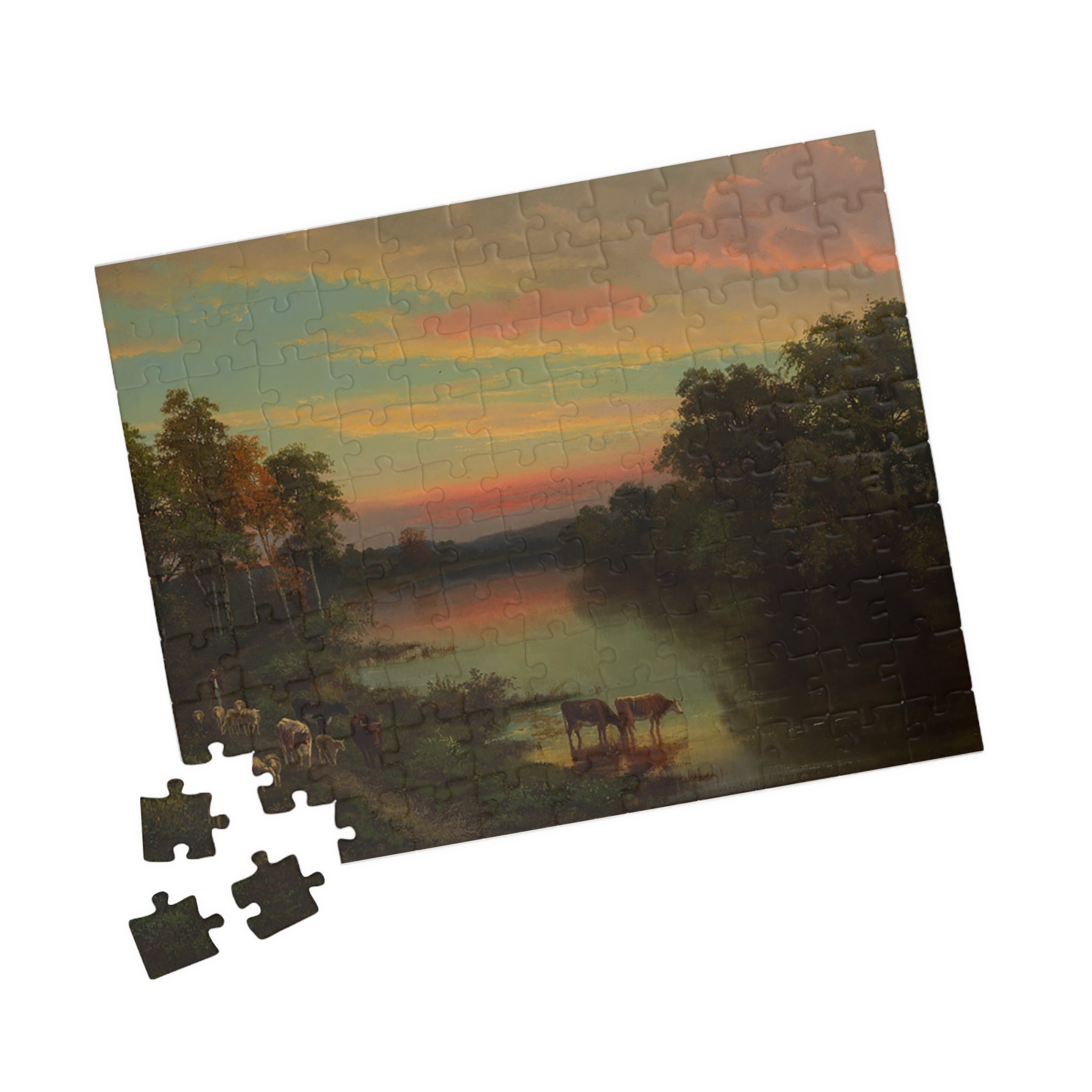 Jigsaw Puzzle - Sunset with Cows by John Frederick Kensett