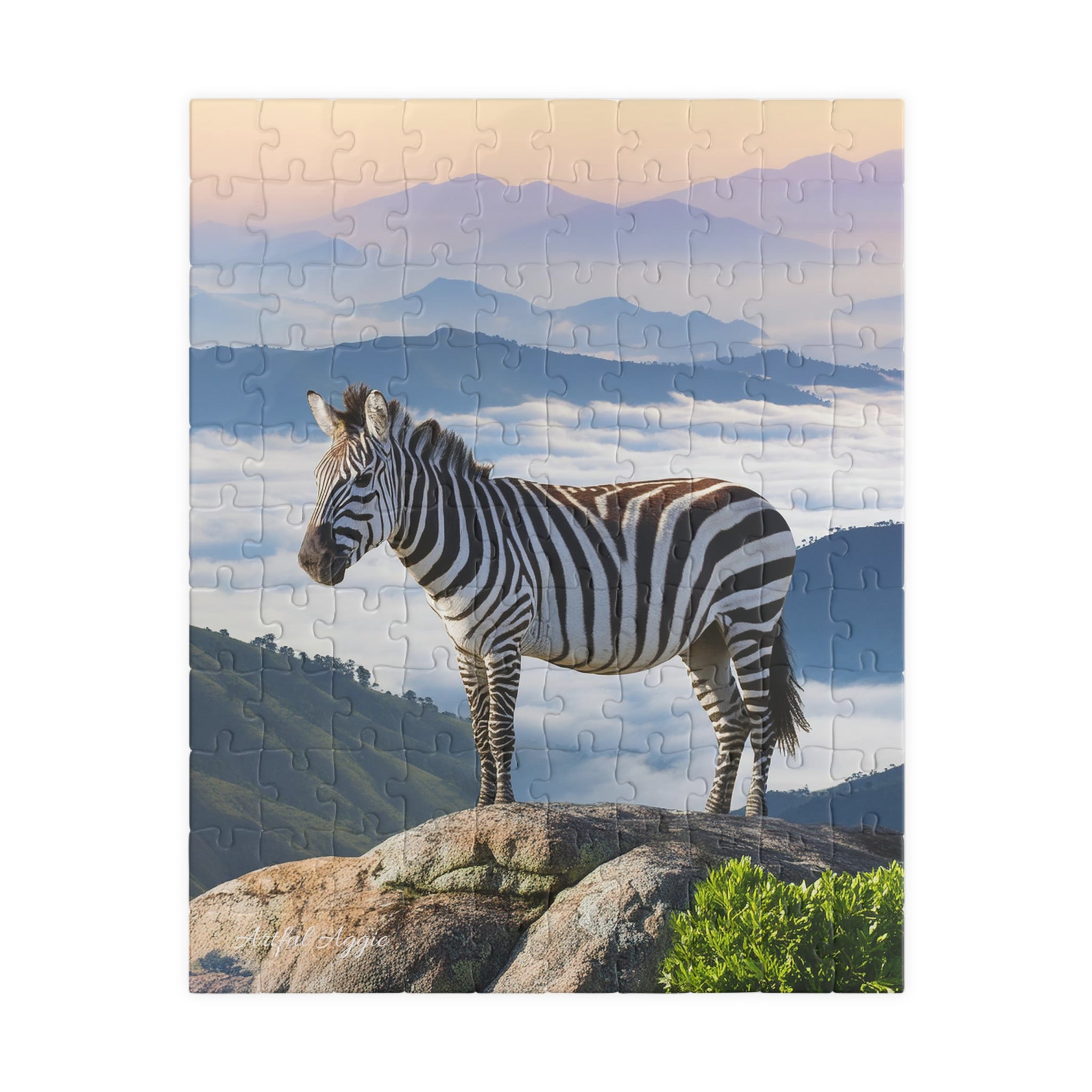 Jigsaw Puzzle - Zebra on the Lam Mountaintop Scene