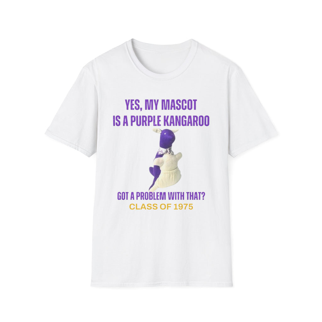 LWHS Class of 1975 Purple Kangaroo Mascot Tee – Bold, Fun, and Totally Unapologetic!