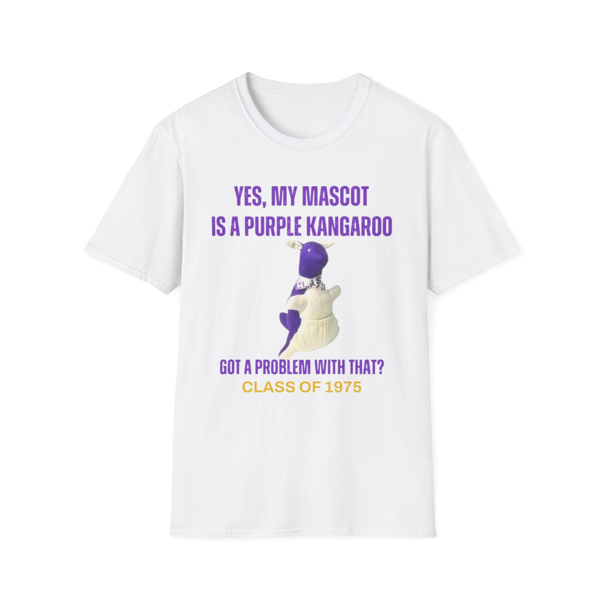 LWHS Class of 1975 Purple Kangaroo Mascot Tee – Bold, Fun, and Totally Unapologetic!
