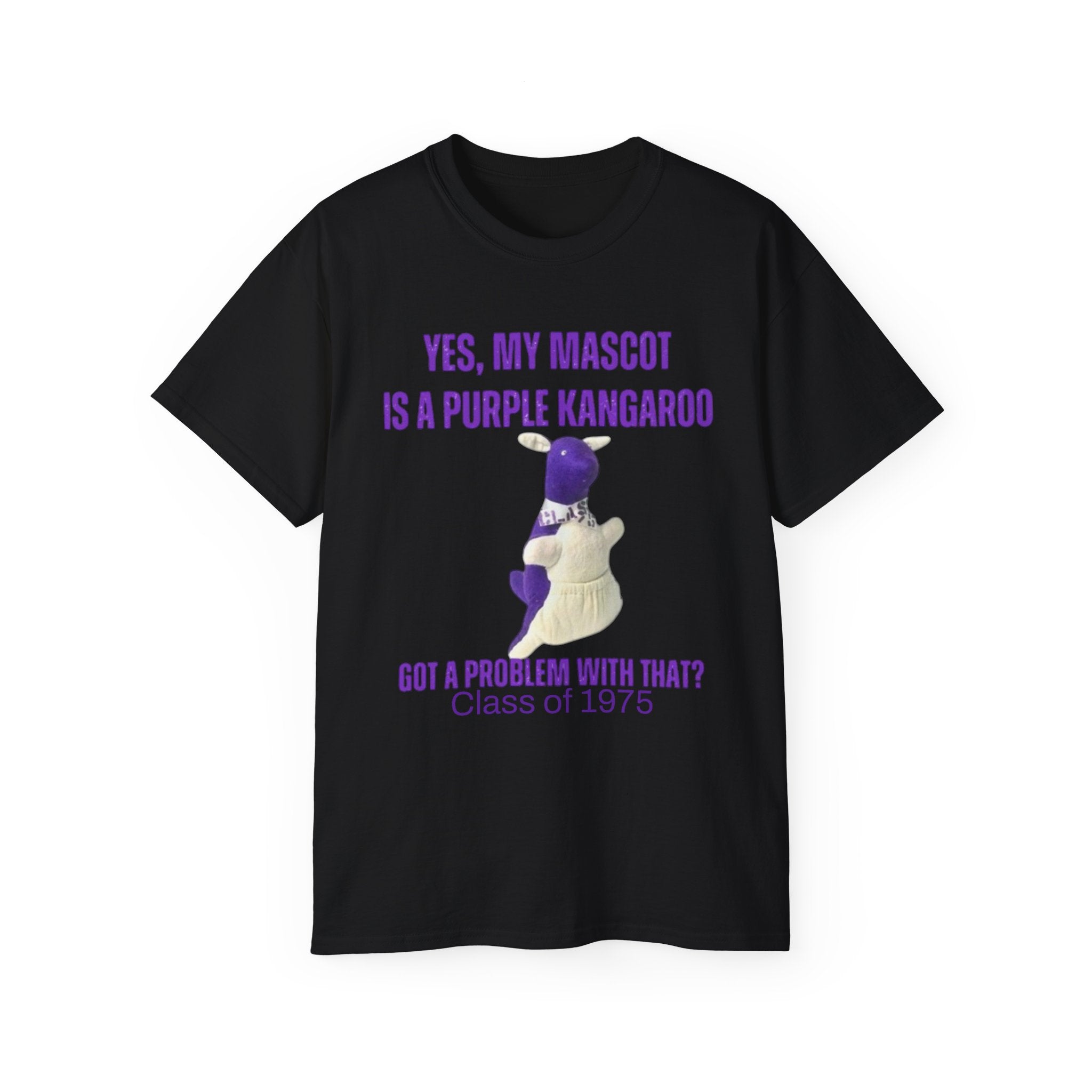 Purple Kangaroo Tee – Funny Mascot Shirt | Class of 1975 Unisex T-Shirt 2XL–5XL | Casual Wear, Gift Idea for Friends, Spring/Summer Fashion