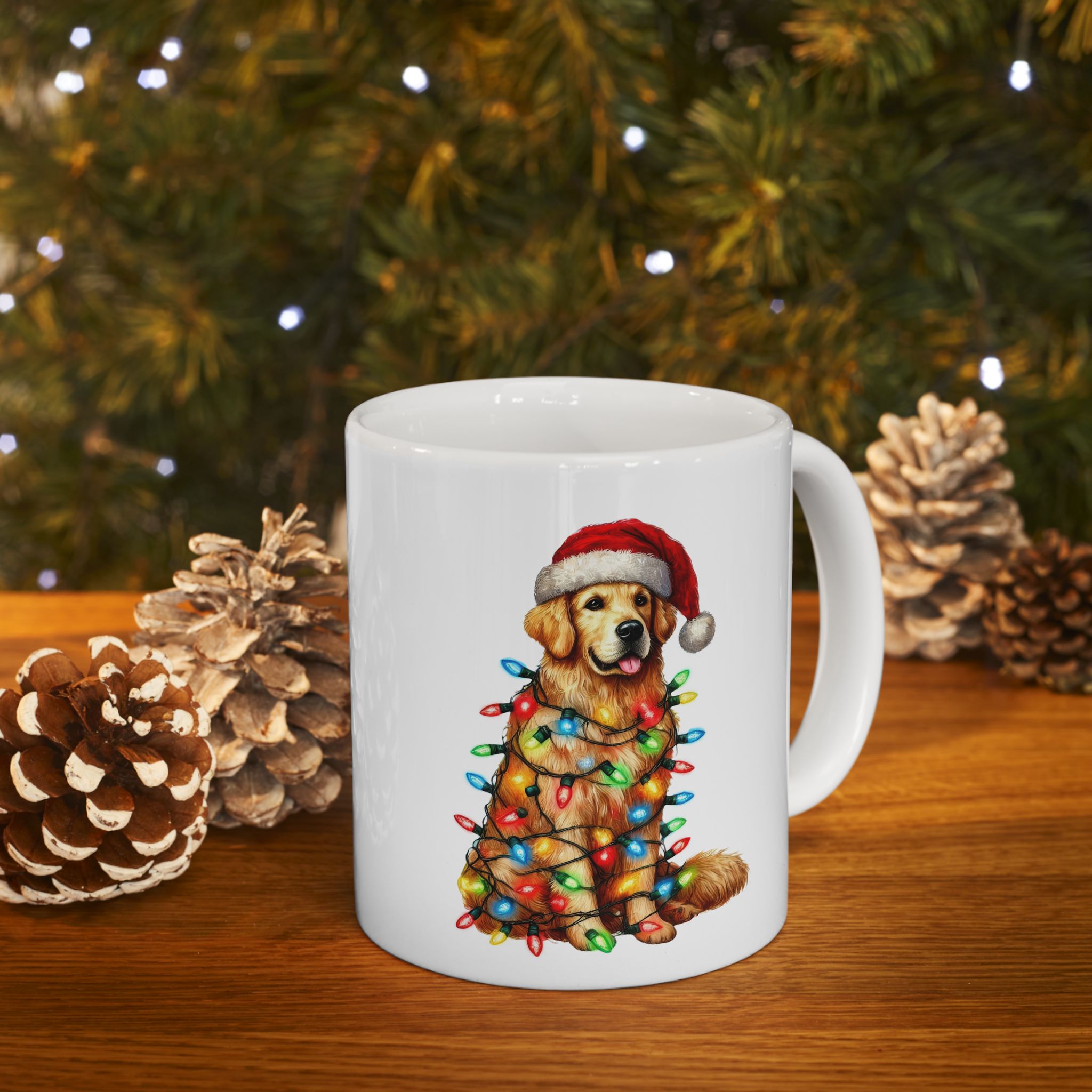 Golden Retriever Christmas Lights Mug
