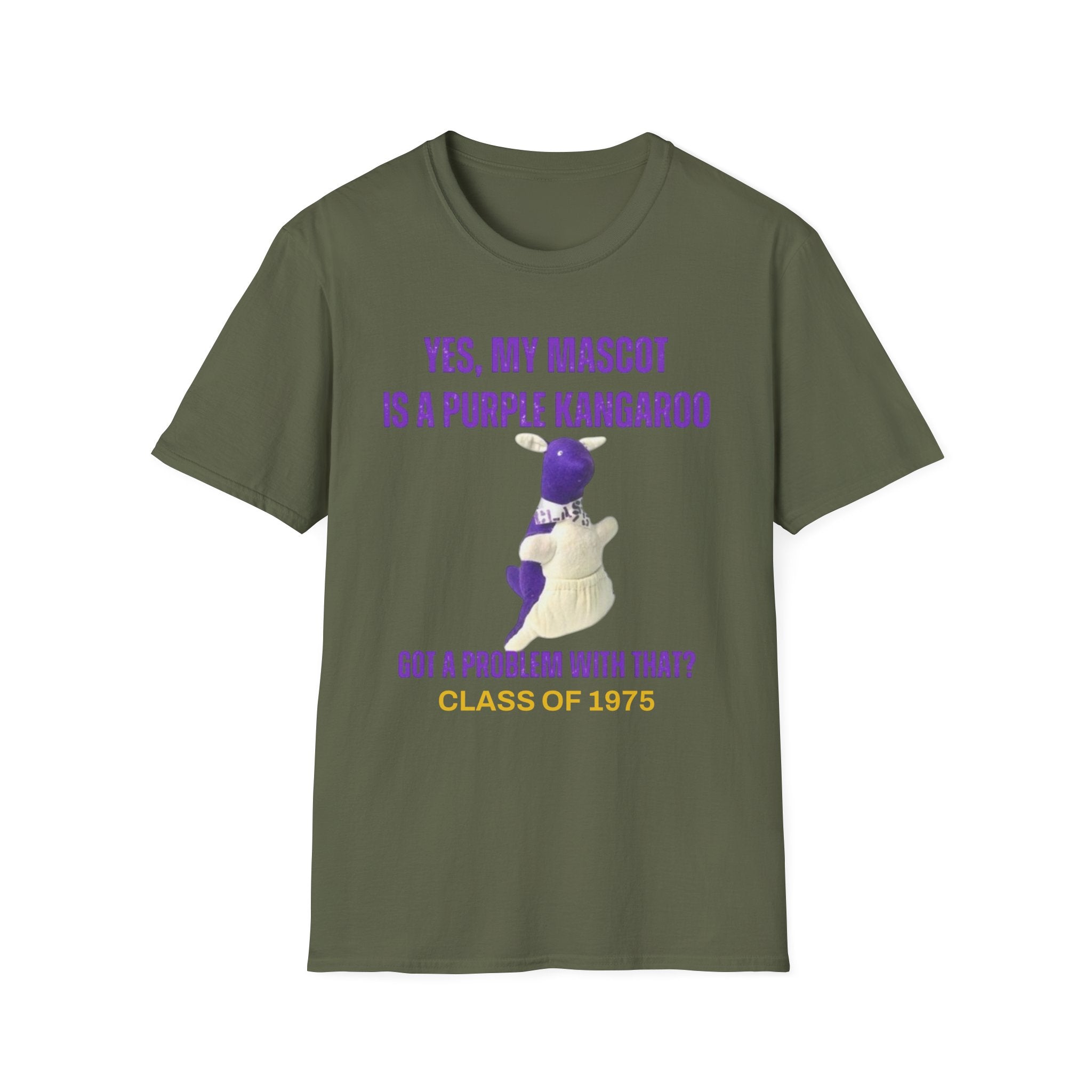 LWHS Class of 1975 Purple Kangaroo Mascot Tee – Bold, Fun, and Totally Unapologetic!