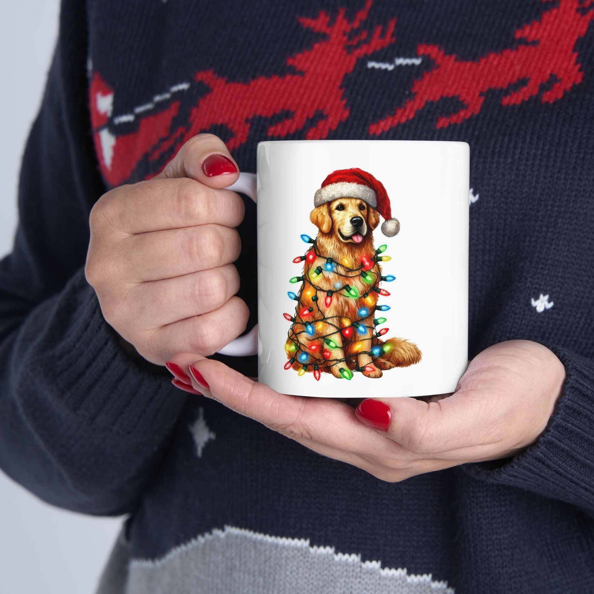 Golden Retriever Christmas Lights Mug