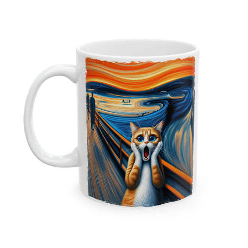 Ceramic Mug - Screaming Cat Art, Edvard Munch, 11oz 15oz FREE SHIPPING
