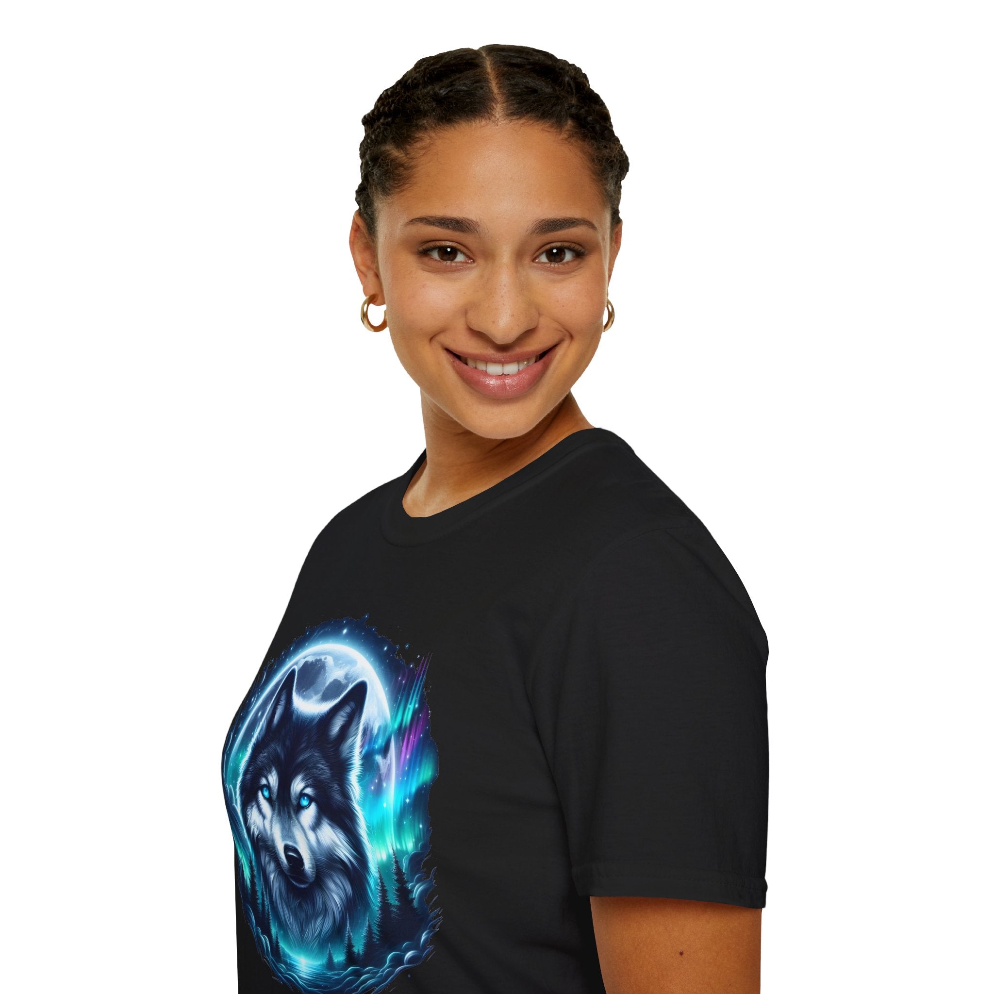 Wolf Face Full Moon Unisex T-Shirt