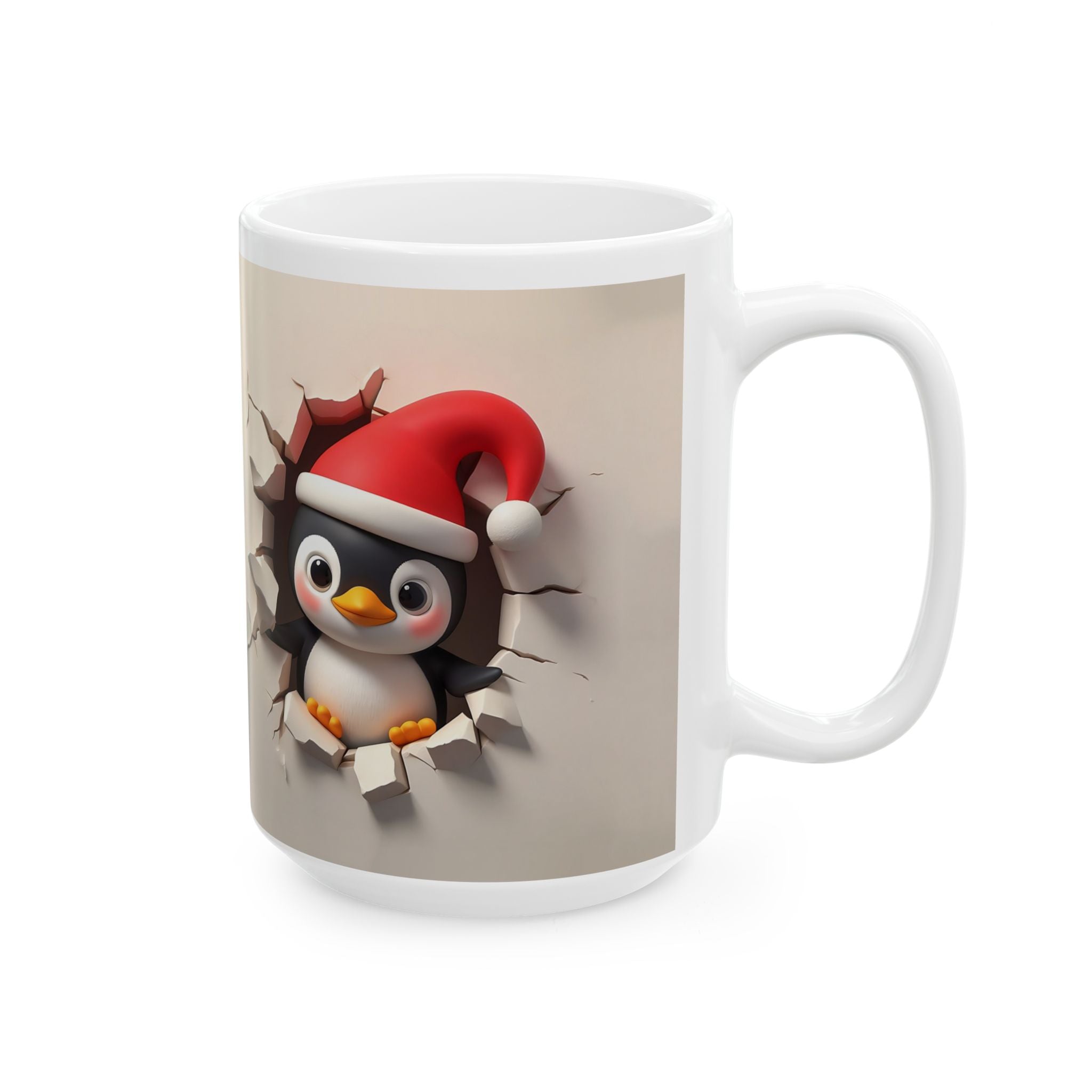 Funny Christmas Penguin Mug 3-D
