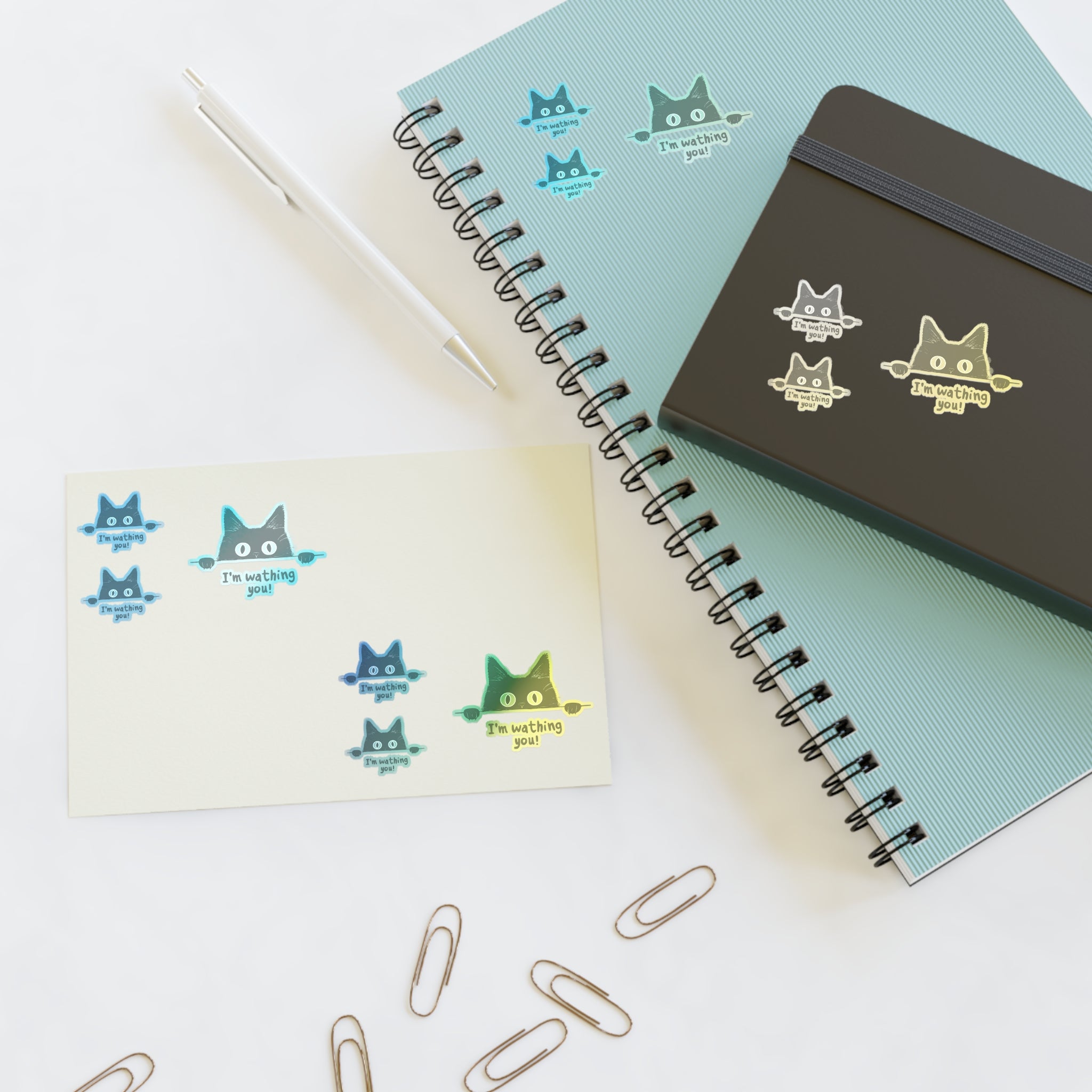 Peeking Black Cat Sticker Sheets
