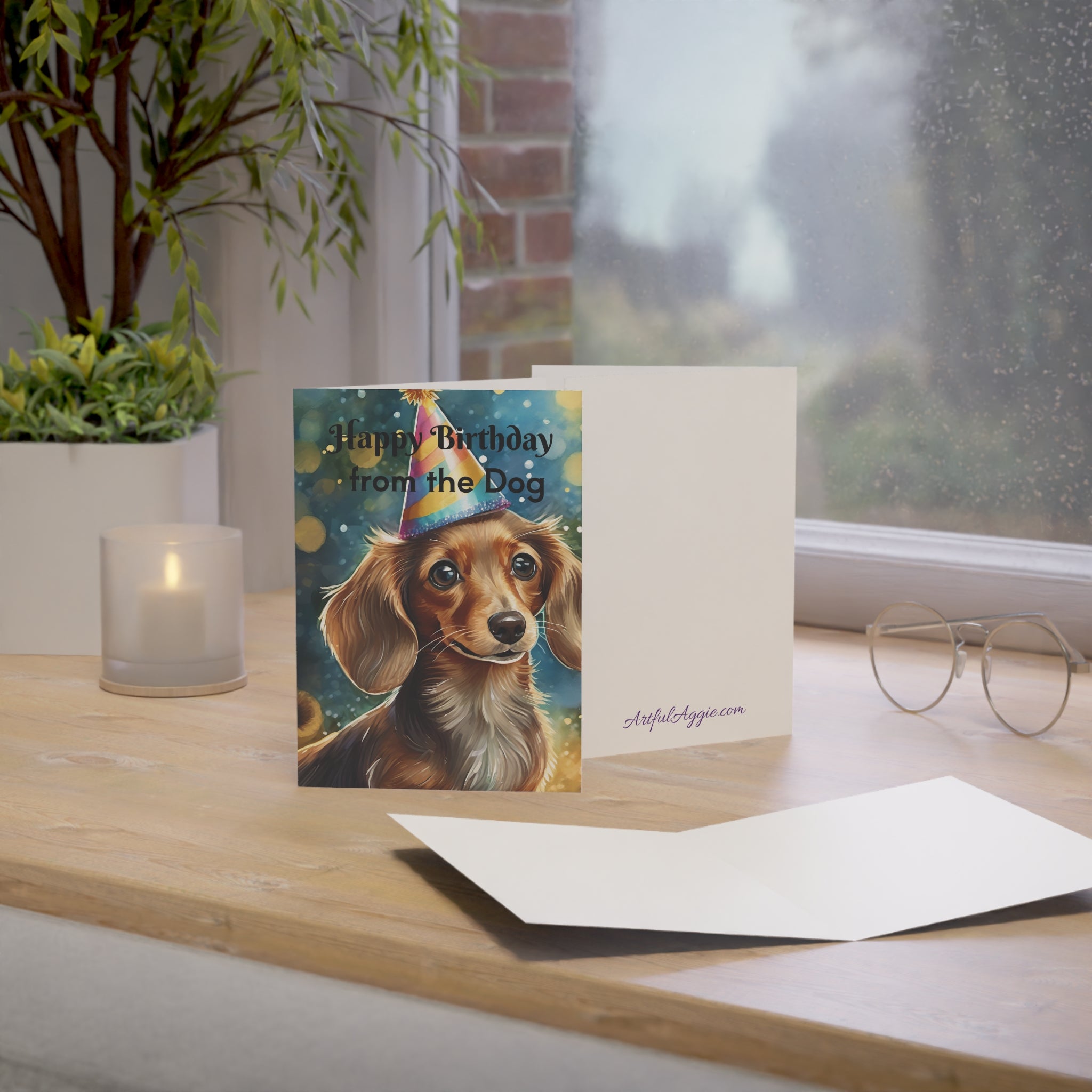Greeting Cards - Happy Birthday From the Dog, Blond Dachsund