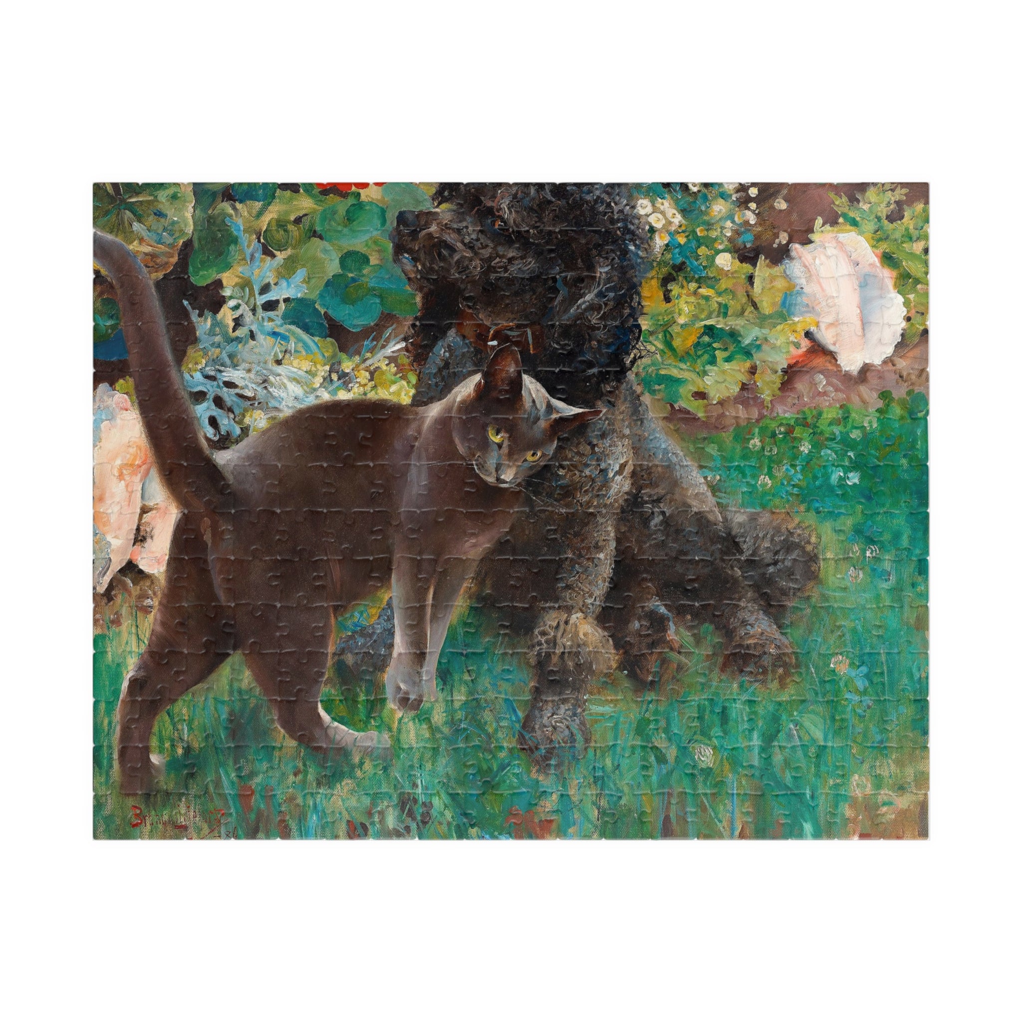 Jigsaw Puzzle - Cat and Dog in Garden