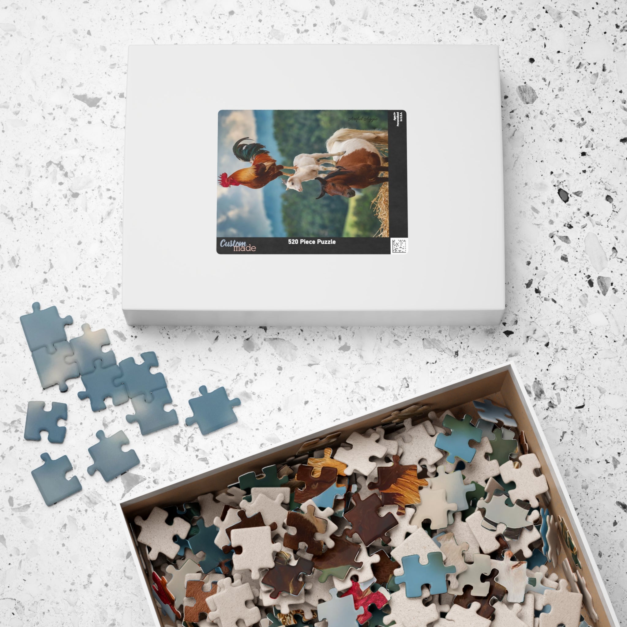 Jigsaw Puzzle - Funny Rooster, Goat, Horse Stack