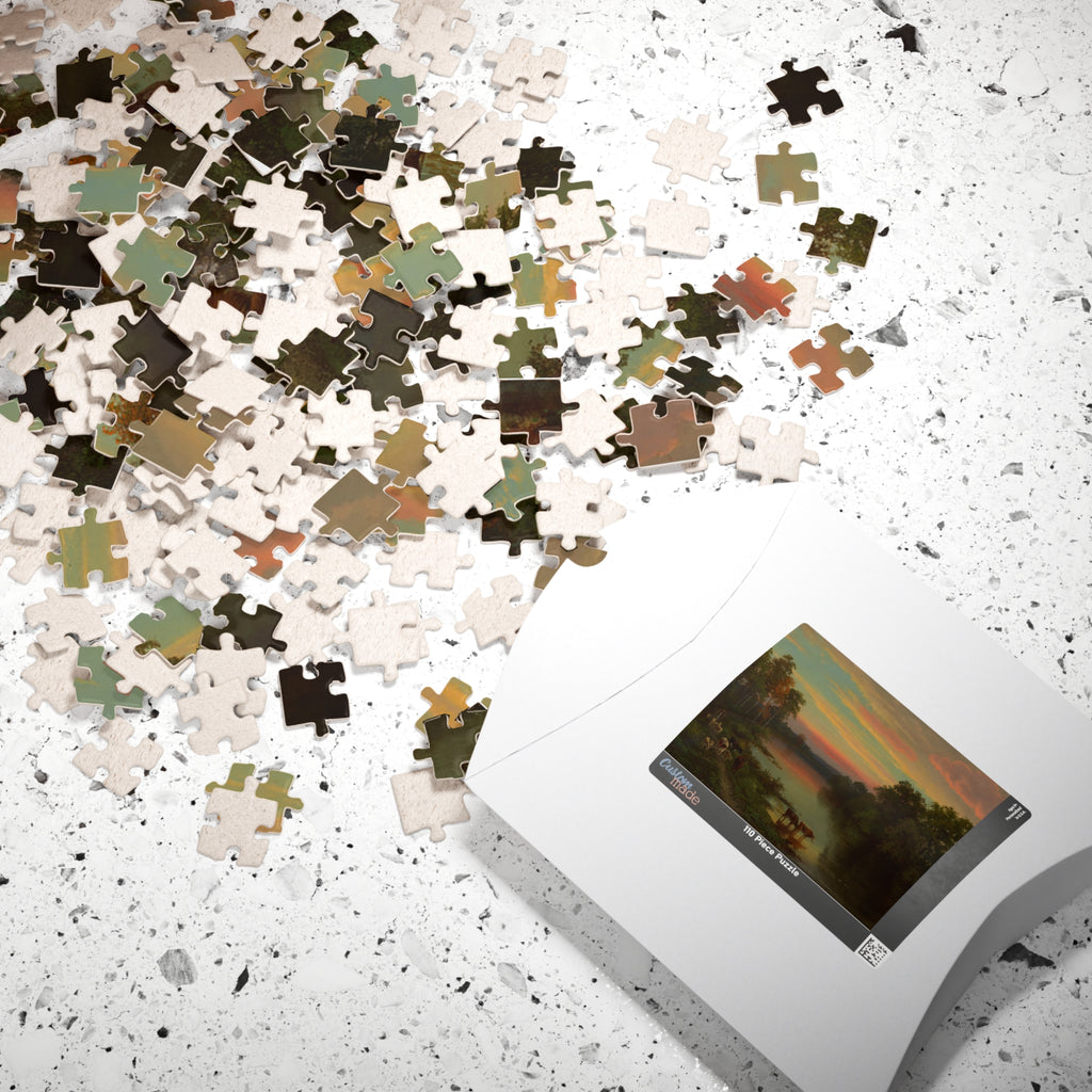 Jigsaw Puzzle - Sunset with Cows by John Frederick Kensett