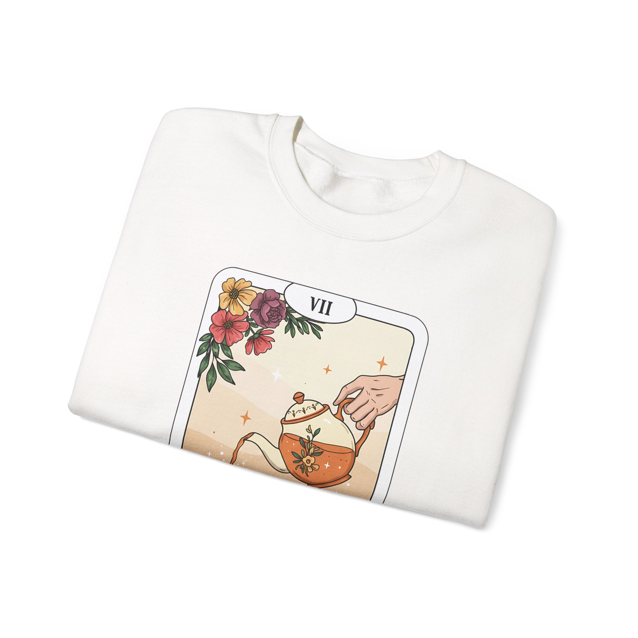 “Spill the Tea” Long Sleeve Shirt – Tarot-Inspired Graphic Tee | Cozy Witchy Apparel | Funny Gift for Tea Lovers