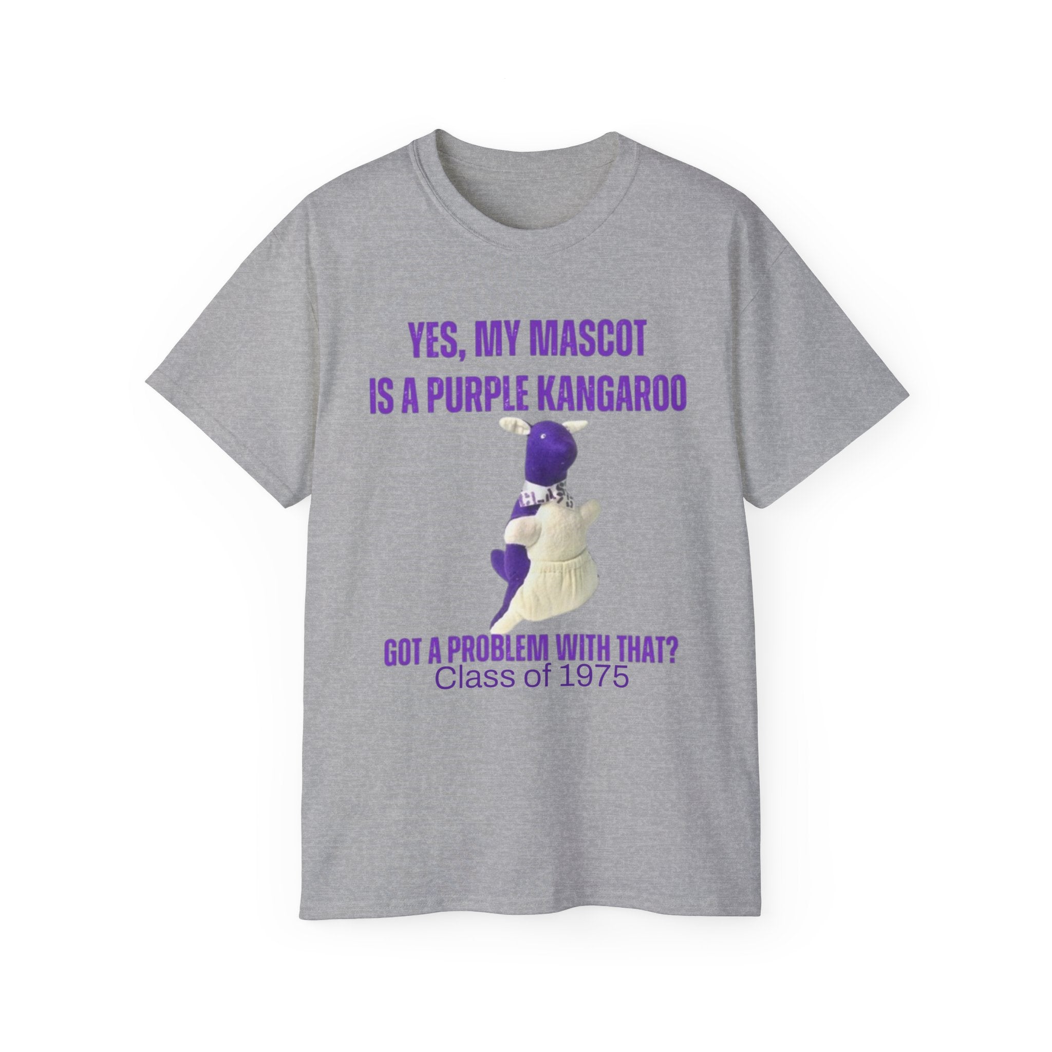 Purple Kangaroo Tee – Funny Mascot Shirt | Class of 1975 Unisex T-Shirt 2XL–5XL | Casual Wear, Gift Idea for Friends, Spring/Summer Fashion