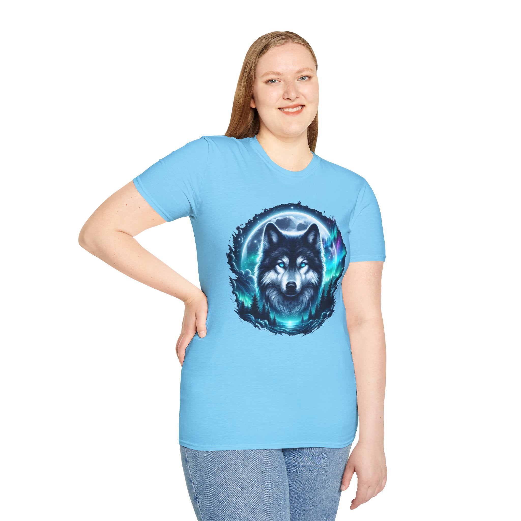 Wolf Face Full Moon Unisex T-Shirt