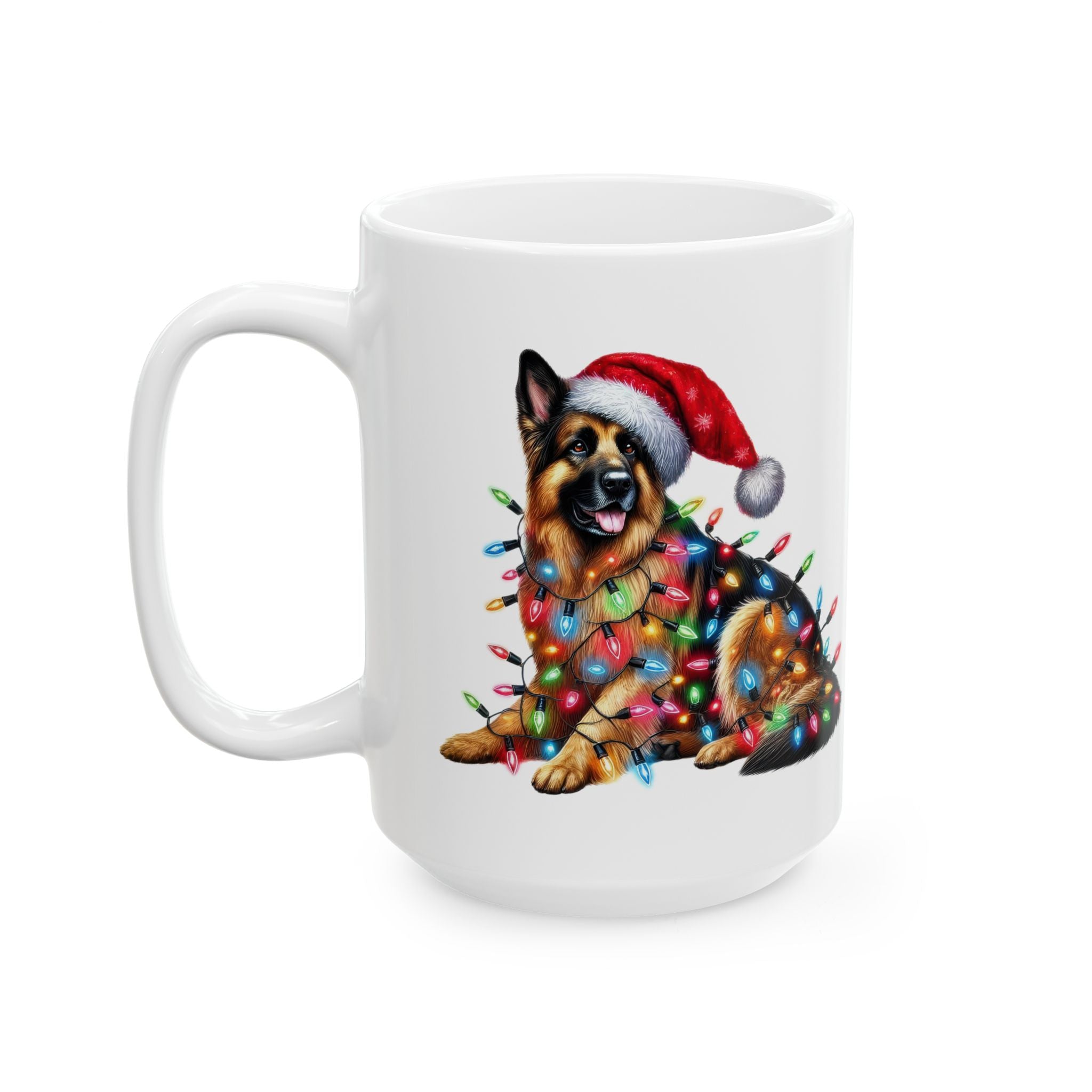 Funny German Shepherd Christmas Lights Mug