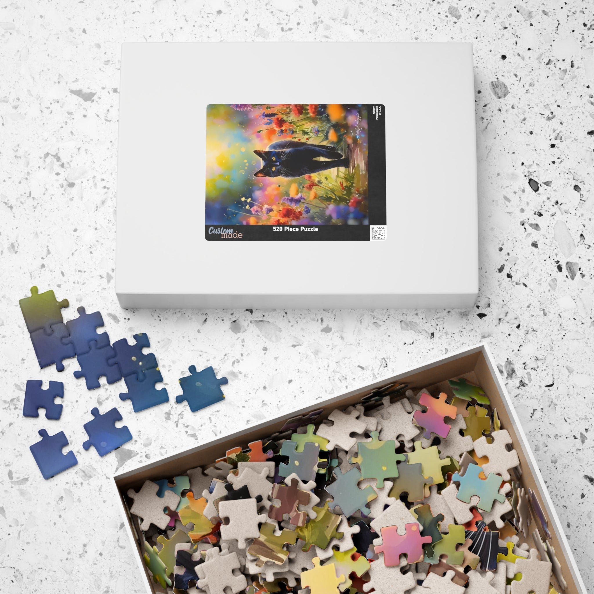 Jigsaw Puzzle - Black Cat Garden Scene
