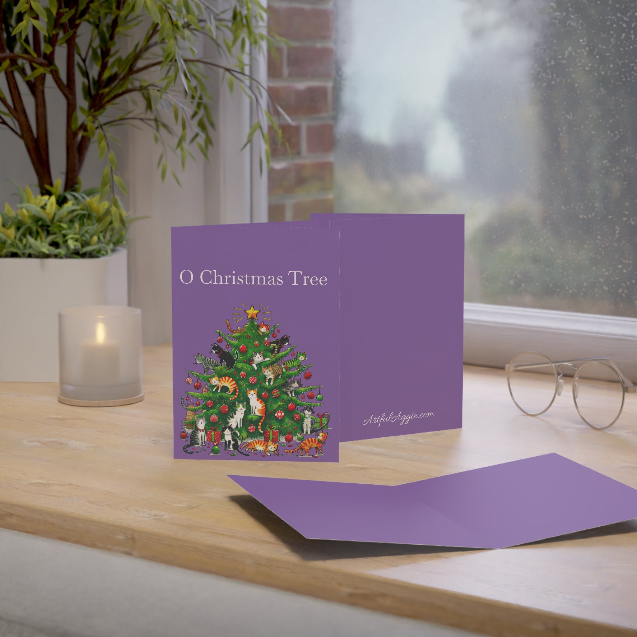 Greeting Card - Funny Cats in a Christmas Tree Design