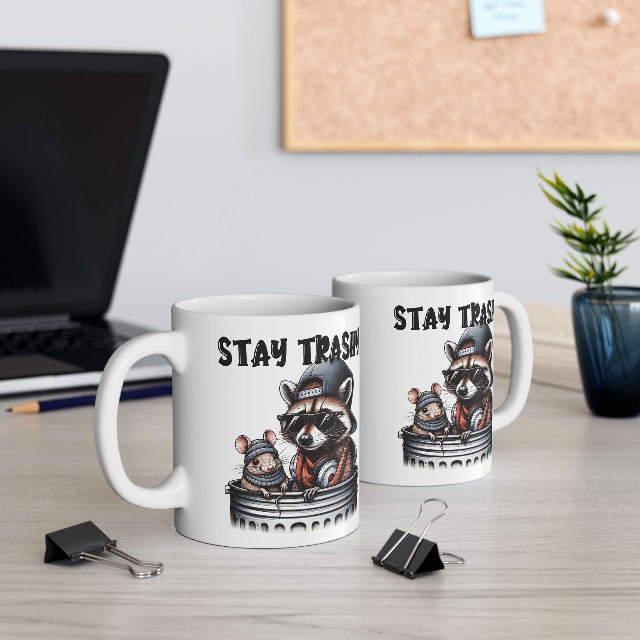 Funny Stay Trashy Racoon Mug (11oz, 15oz) - Perfect Gift for Animal Lovers