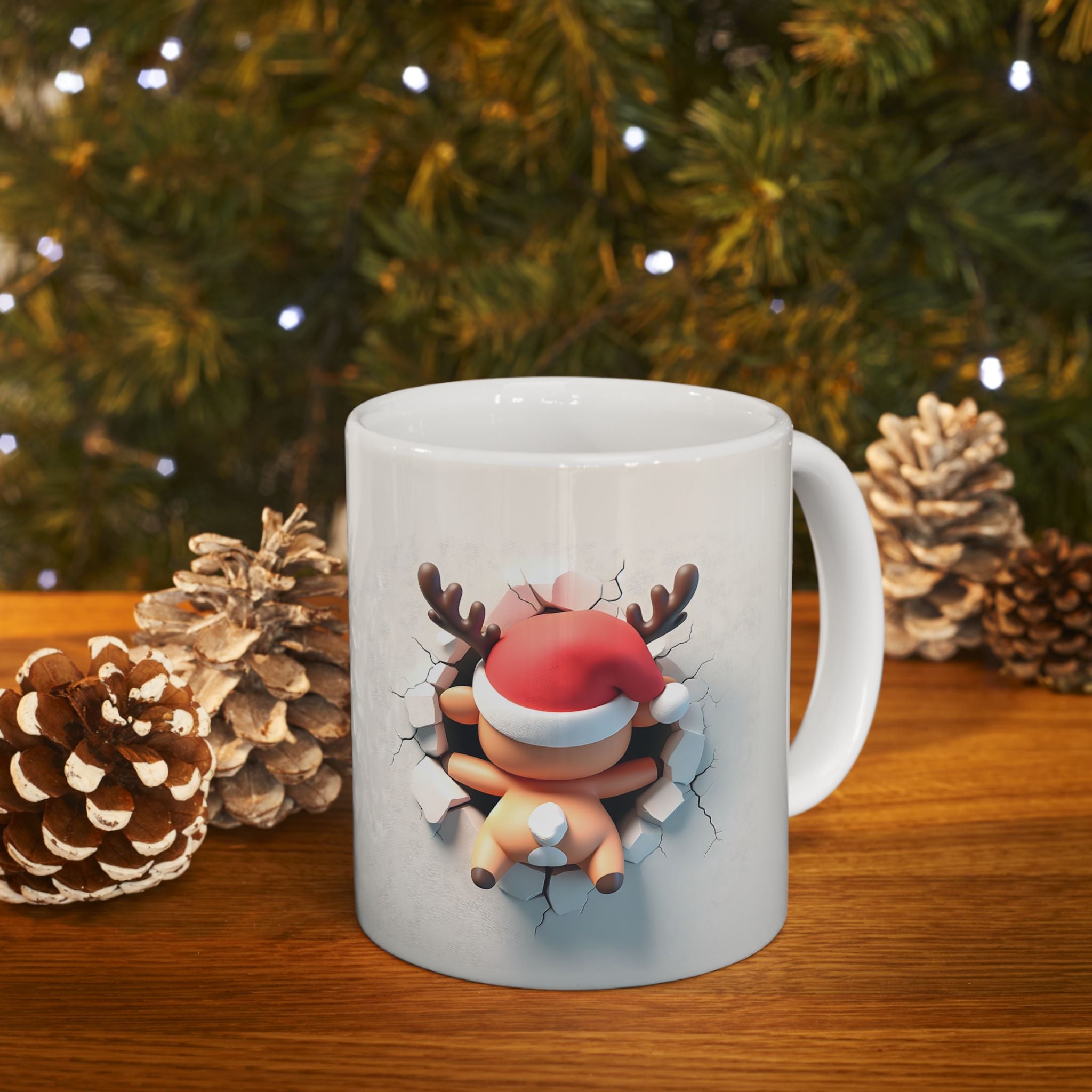 Funny Christmas Reindeer Mug 3-D
